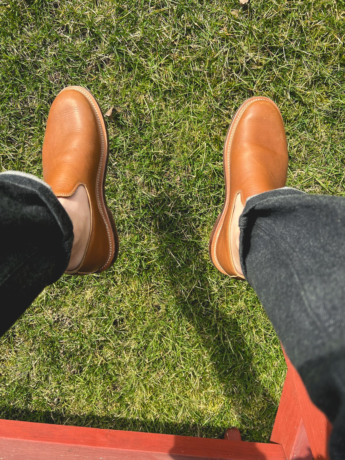 Photo by stuntman on March 31, 2024 of the Viberg Slipper in CF Stead Noix Eco Grain.