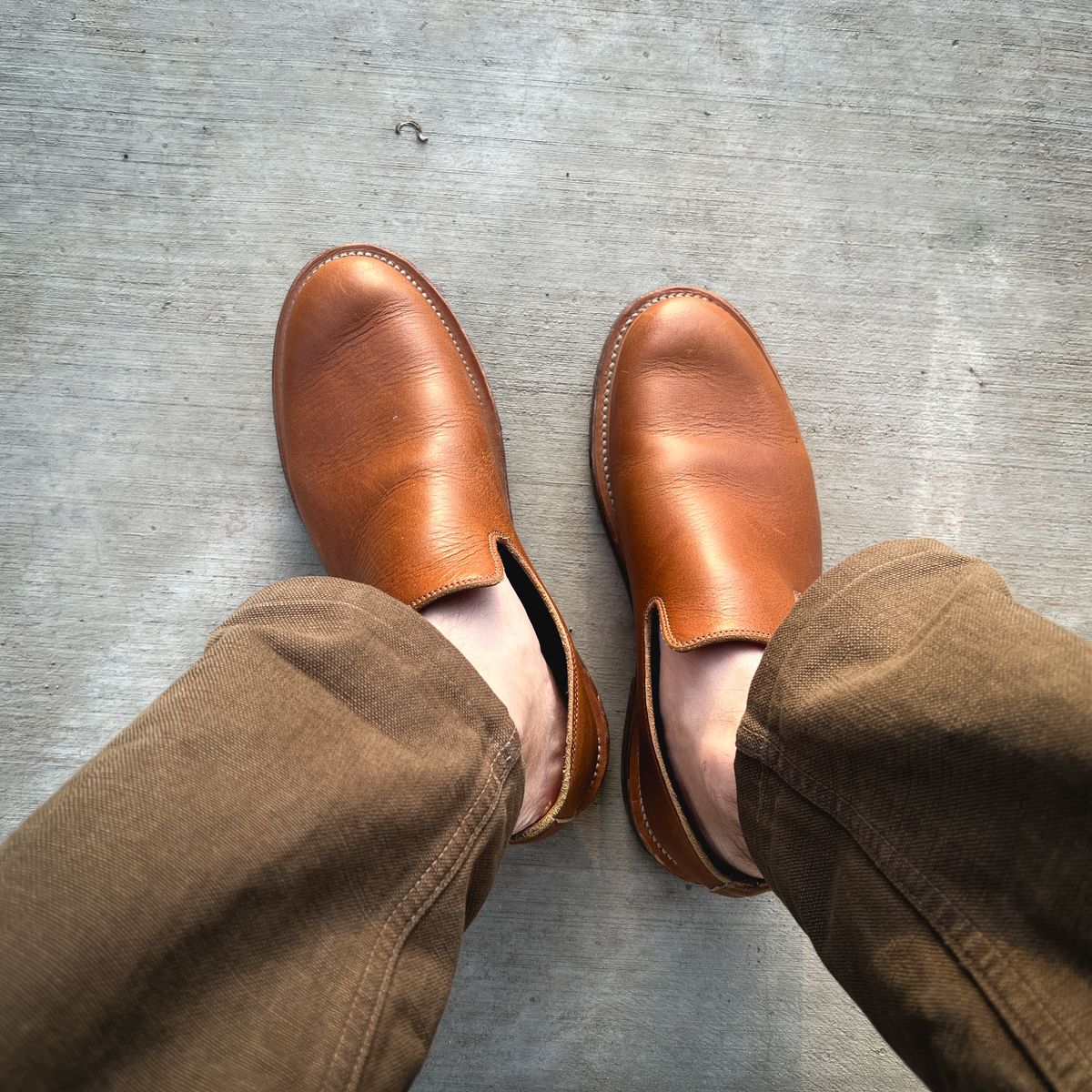 Photo by stuntman on April 8, 2024 of the Viberg Slipper in CF Stead Noix Eco Grain.