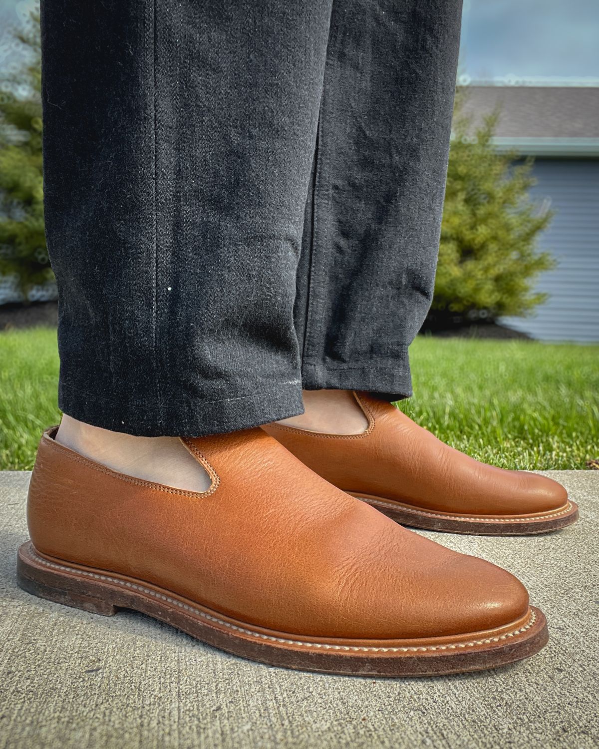 Photo by stuntman on April 23, 2024 of the Viberg Slipper in CF Stead Noix Eco Grain.