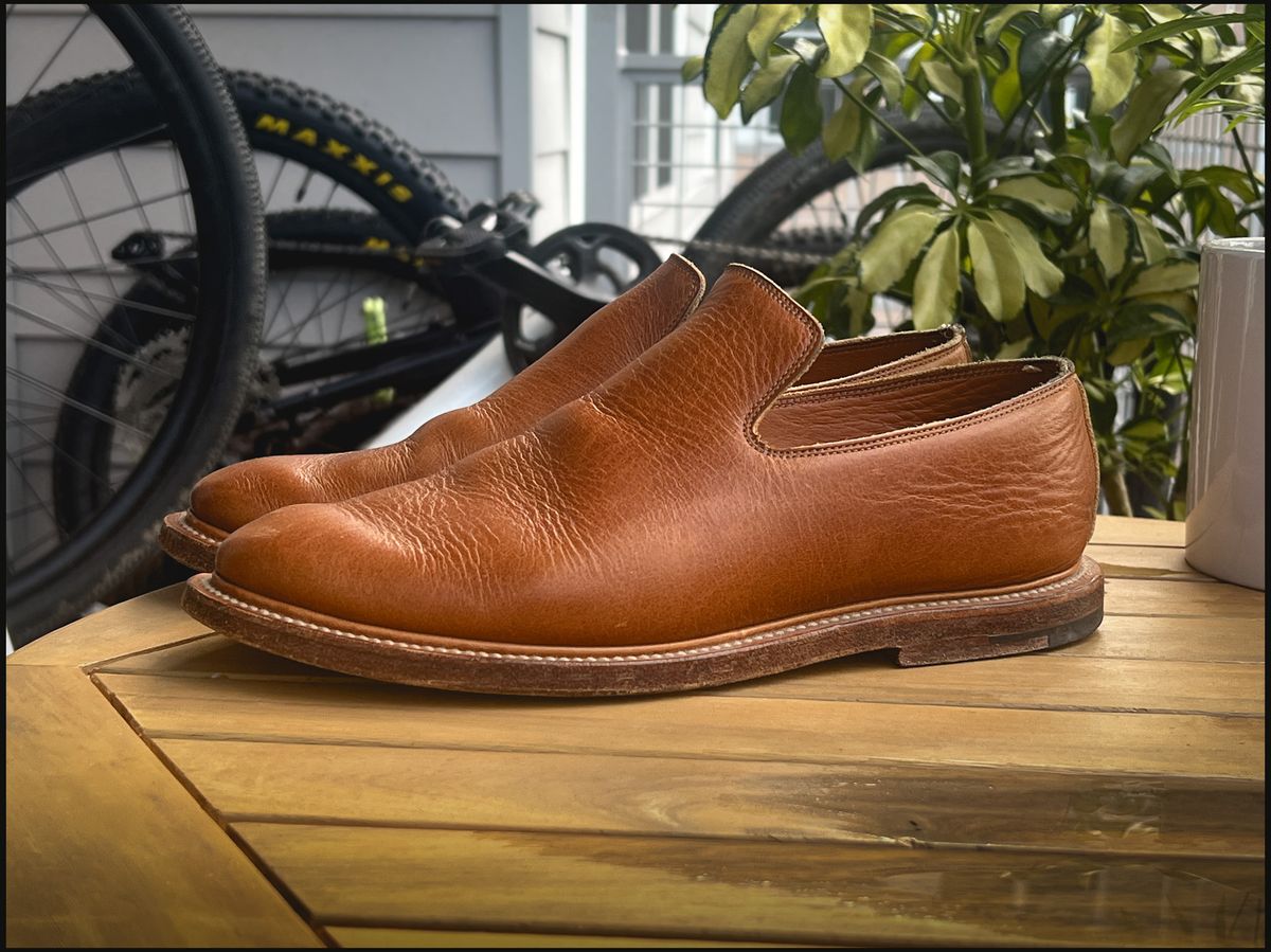 Photo by stuntman on August 1, 2024 of the Viberg Slipper in CF Stead Noix Eco Grain.