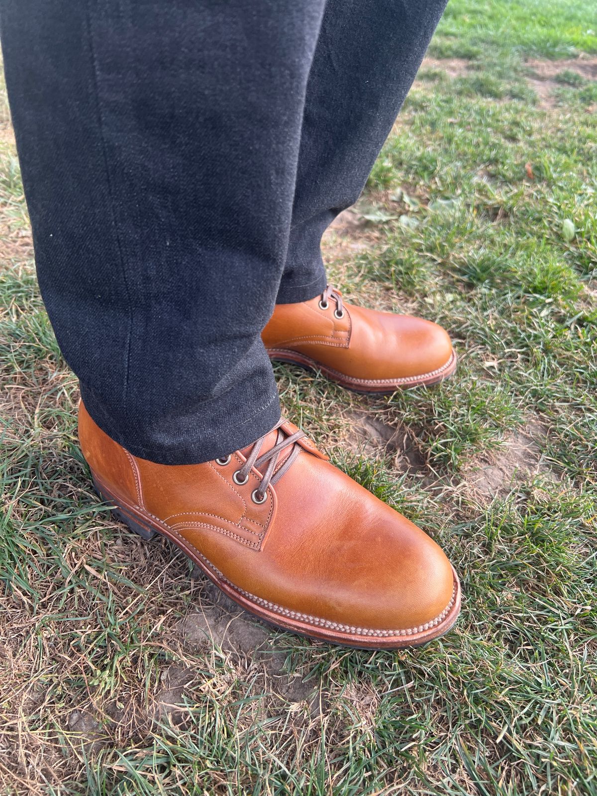 Photo by stuntman on November 7, 2023 of the Viberg Service Boot in Shinki Cognac Latigo Horsehide.