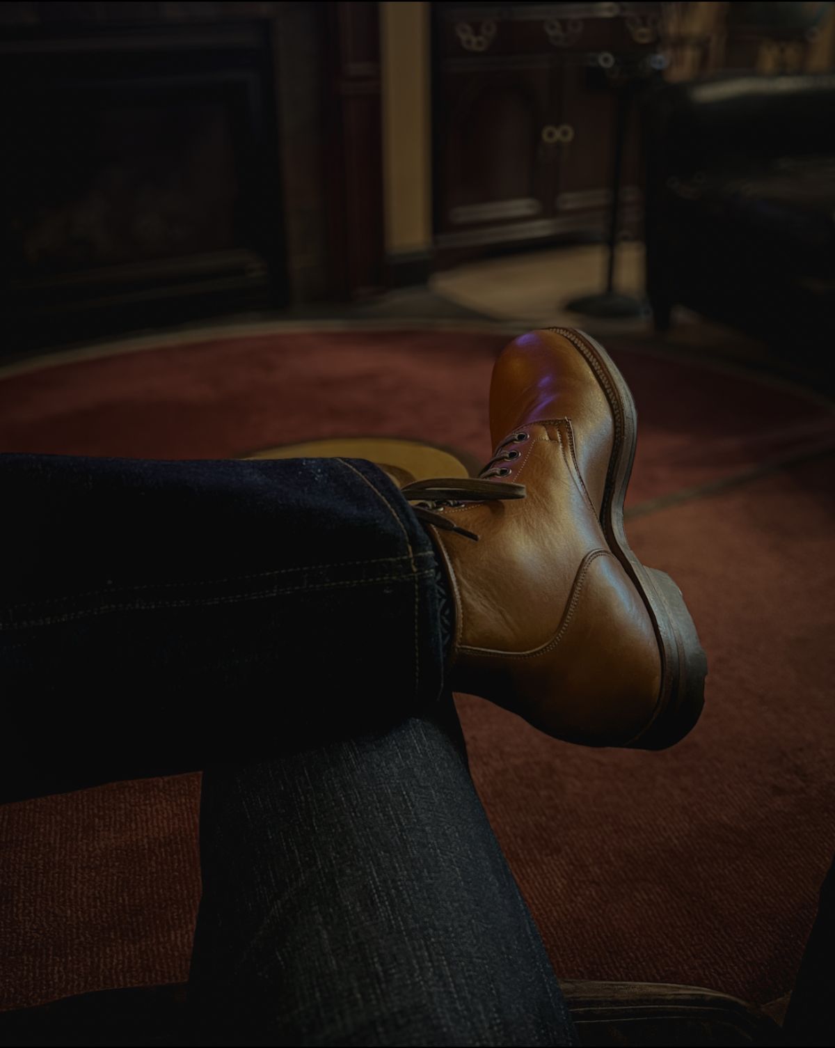 Photo by stuntman on November 21, 2024 of the Viberg Service Boot in Shinki Cognac Latigo Horsehide.