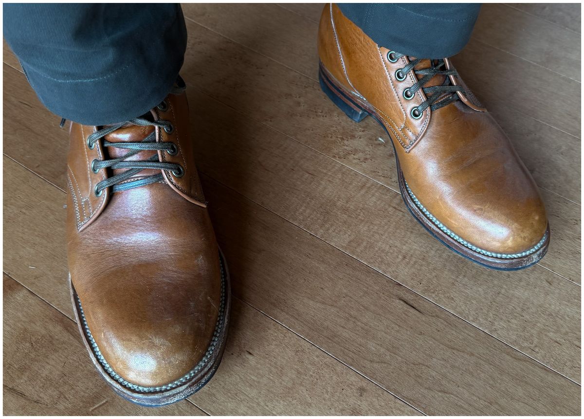 Photo by stuntman on September 13, 2025 of the Viberg Service Boot in Shinki Cognac Latigo Horsehide.