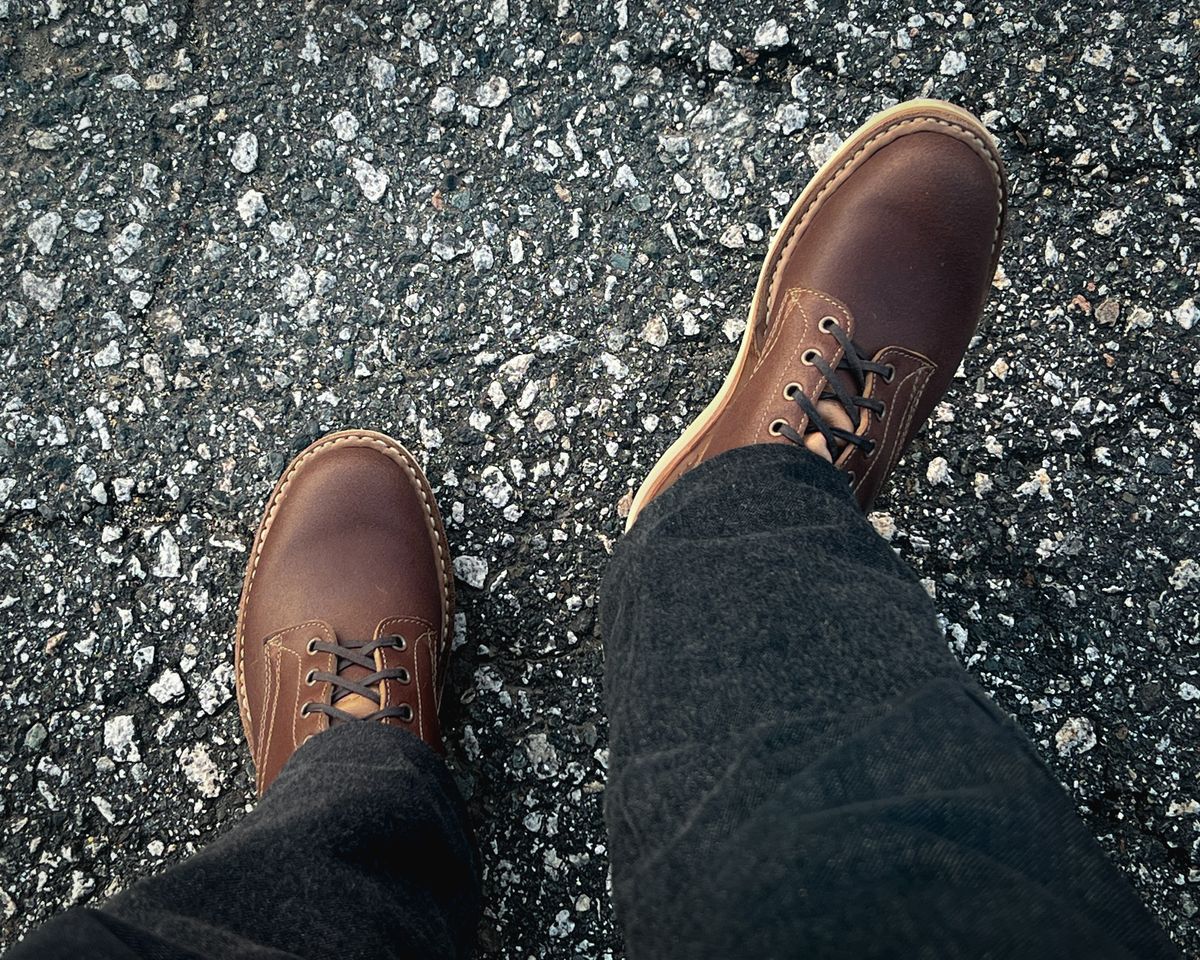 Photo by stuntman on November 30, 2024 of the White's 350 Cruiser in Horween Natural Waxed Flesh.