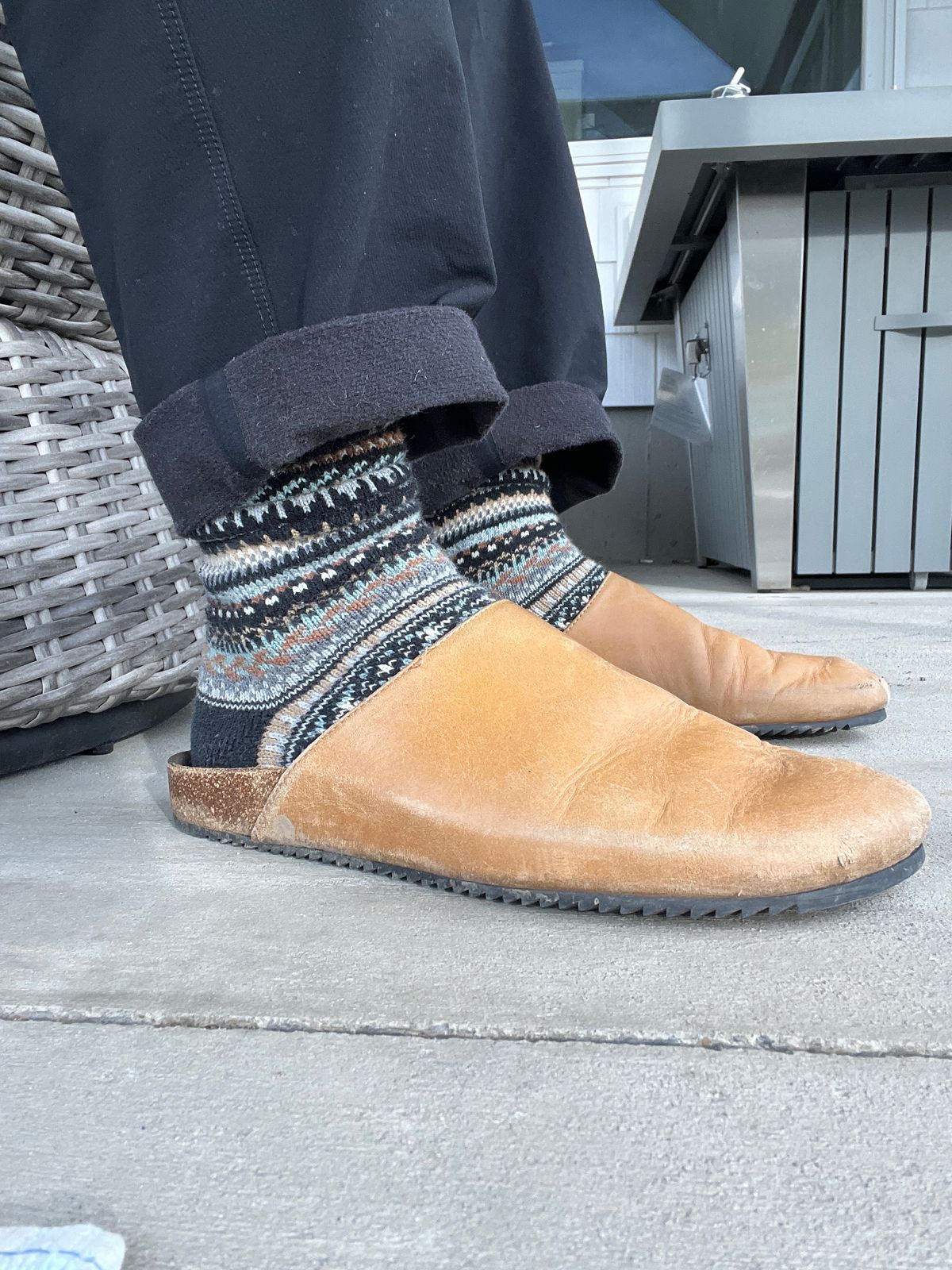 Photo by stuntman on March 8, 2024 of the 3sixteen Calf Leather Mules in Natural Calf Leather.