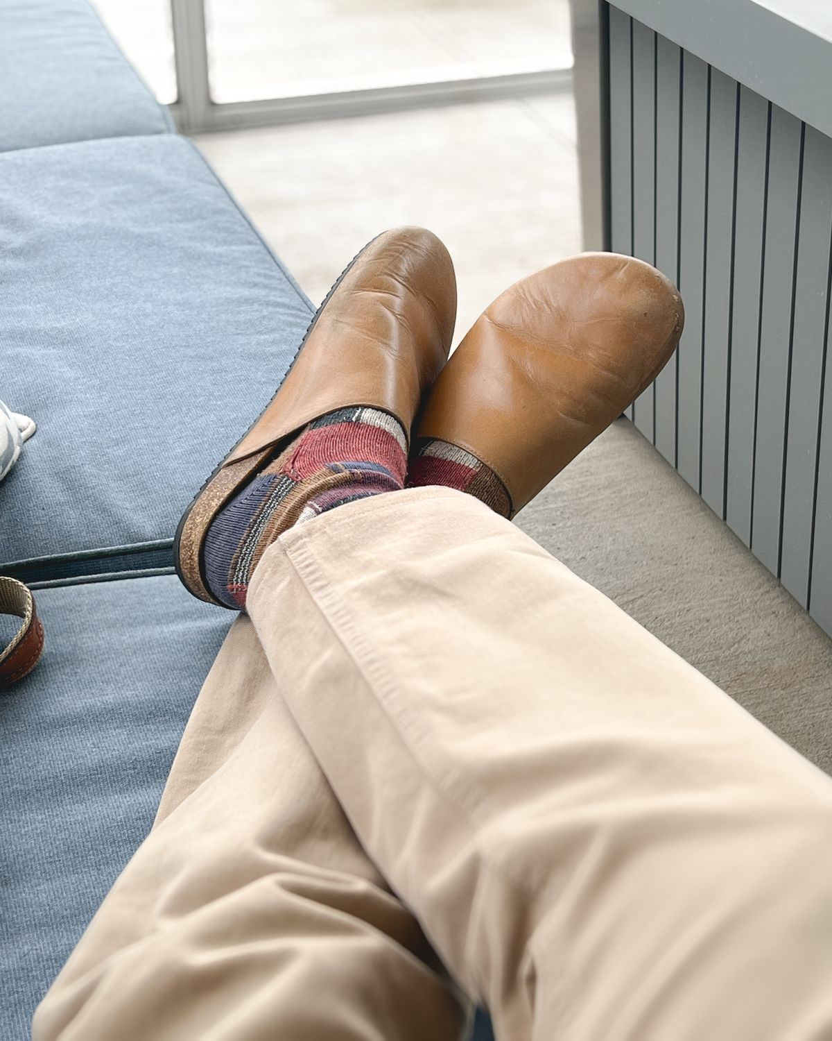 Photo by stuntman on May 11, 2024 of the 3sixteen Calf Leather Mules in Natural Calf Leather.