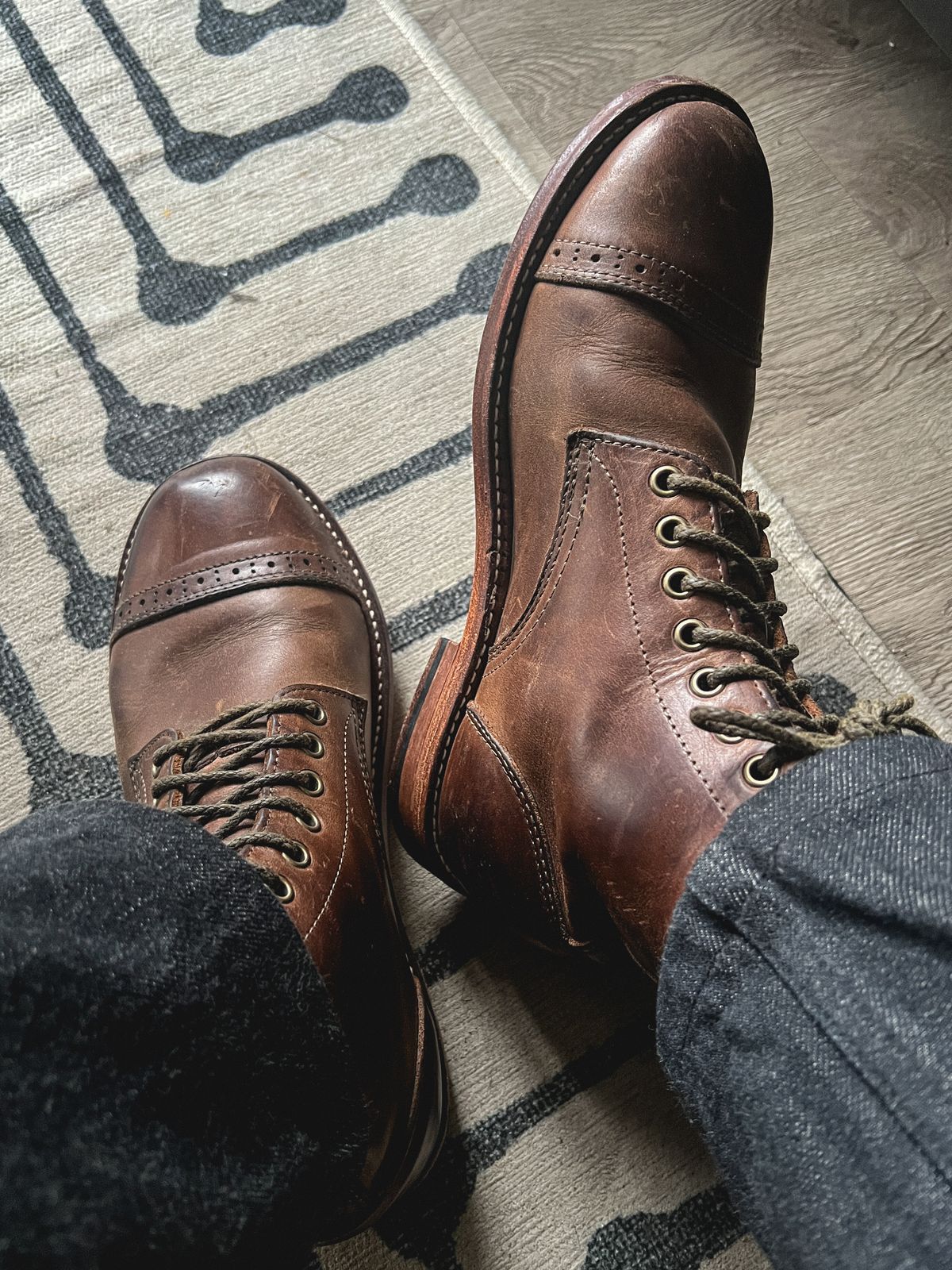 Photo by stuntman on January 28, 2024 of the Oak Street Bootmakers Trench Boot in Horween Natural Chromexcel.