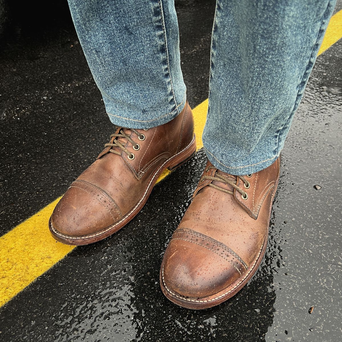 Photo by stuntman on April 3, 2024 of the Oak Street Bootmakers Trench Boot in Horween Natural Chromexcel.