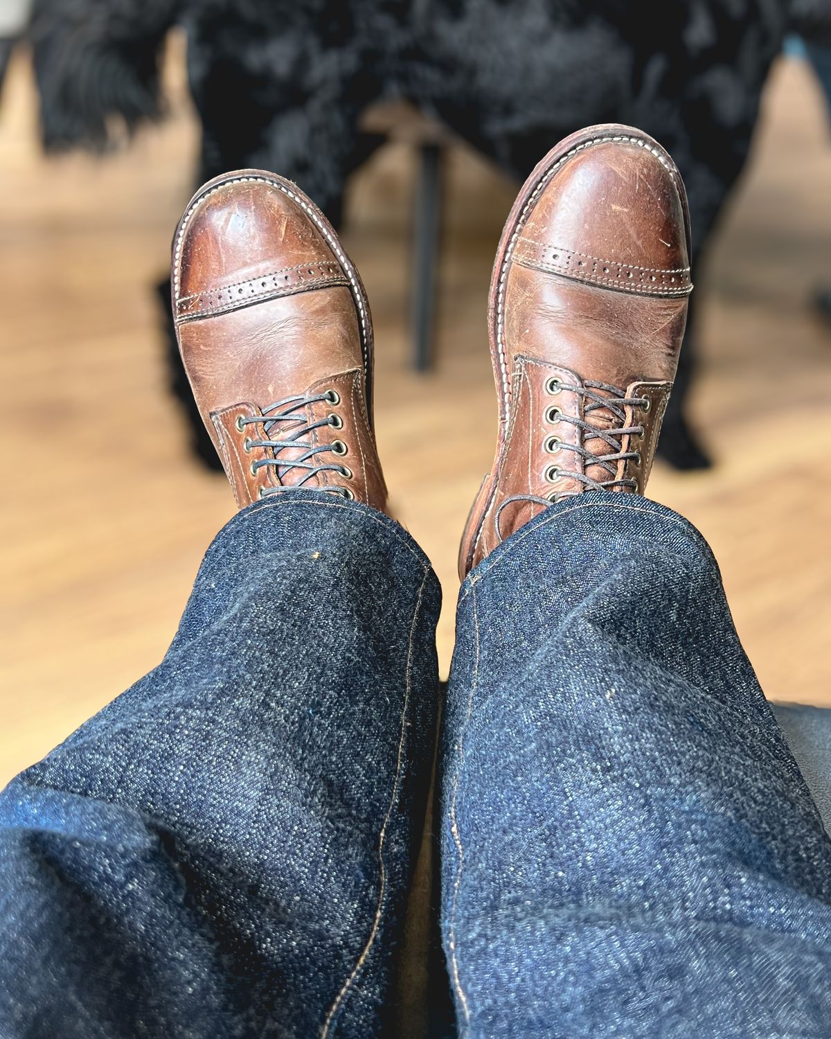 Photo by stuntman on April 19, 2024 of the Oak Street Bootmakers Trench Boot in Horween Natural Chromexcel.