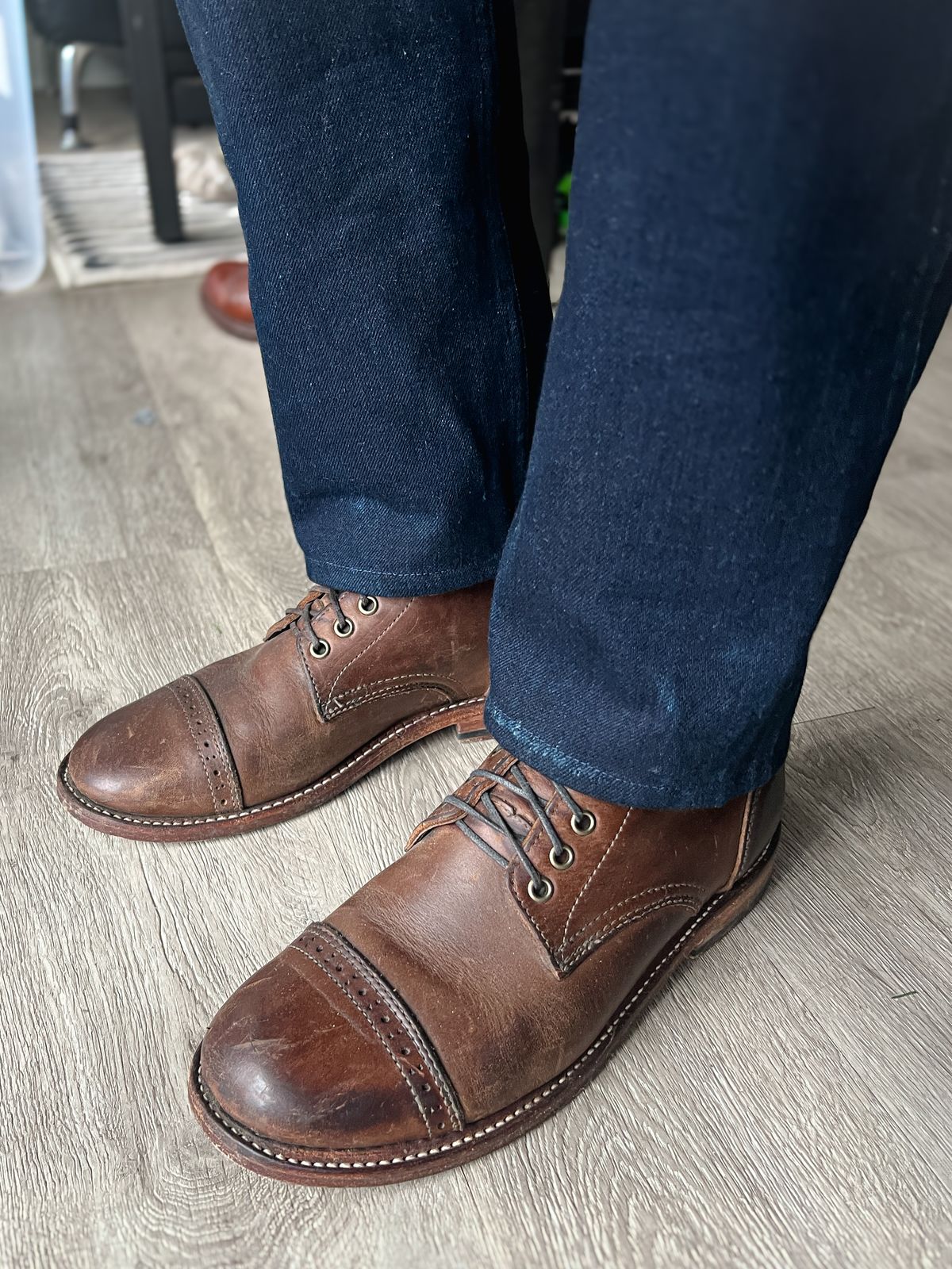 Photo by stuntman on April 24, 2024 of the Oak Street Bootmakers Trench Boot in Horween Natural Chromexcel.