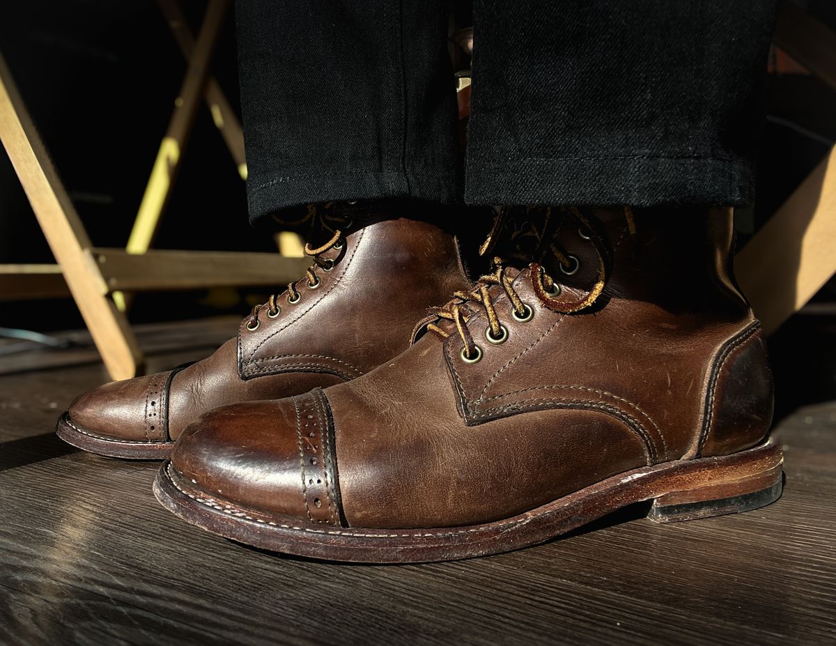 Photo by stuntman on October 17, 2024 of the Oak Street Bootmakers Trench Boot in Horween Natural Chromexcel.