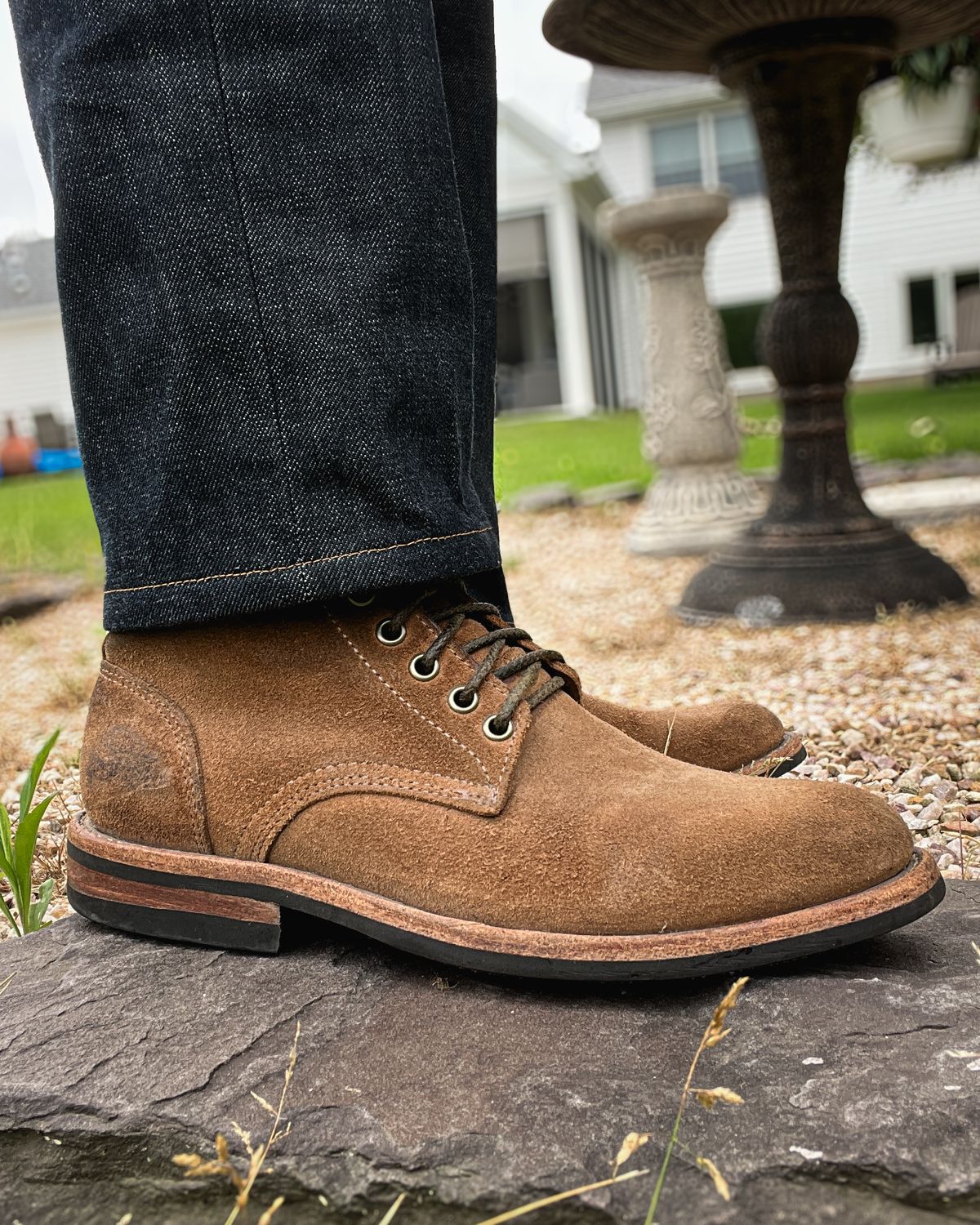 Photo by stuntman on June 26, 2024 of the Oak Street Bootmakers Trench Boot in Horween Natural Chromexcel Roughout.