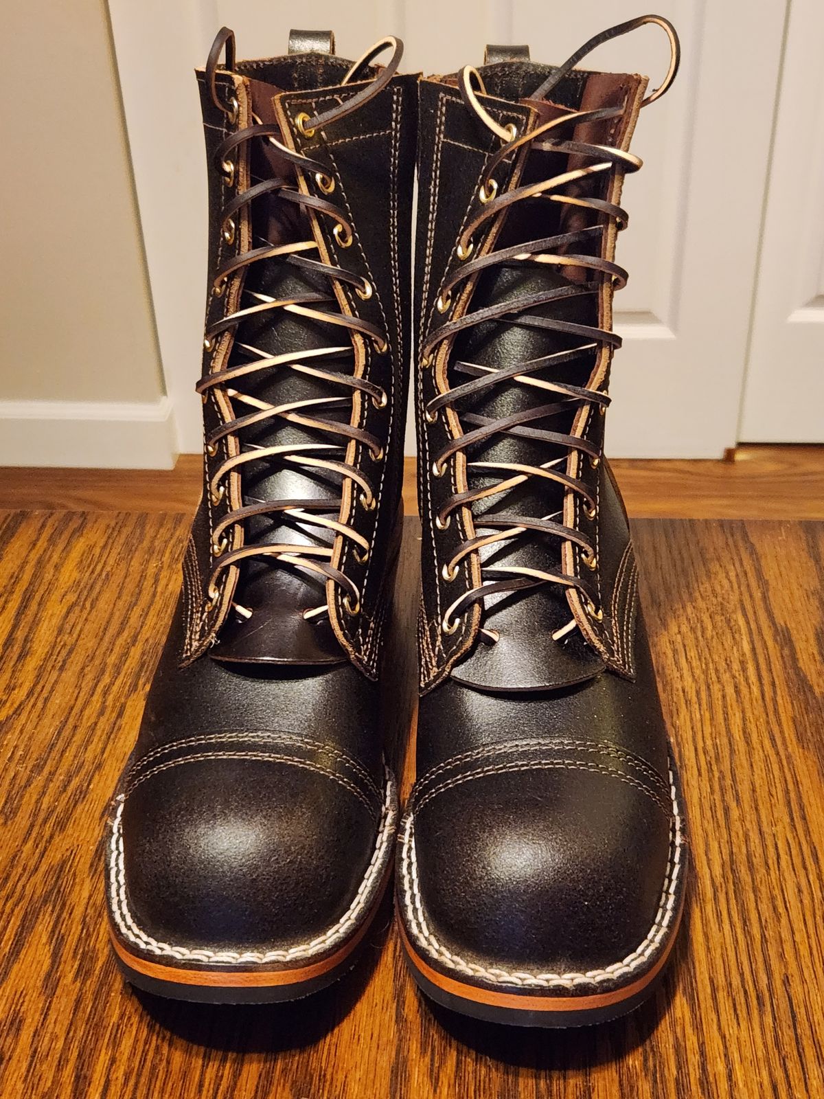 Photo by kevinyarrington on October 10, 2023 of the Nicks Patrol Boot in Horween Brown Waxed Flesh.
