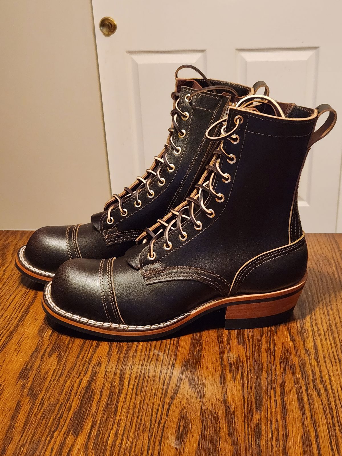 Photo by kevinyarrington on October 10, 2023 of the Nicks Patrol Boot in Horween Brown Waxed Flesh.