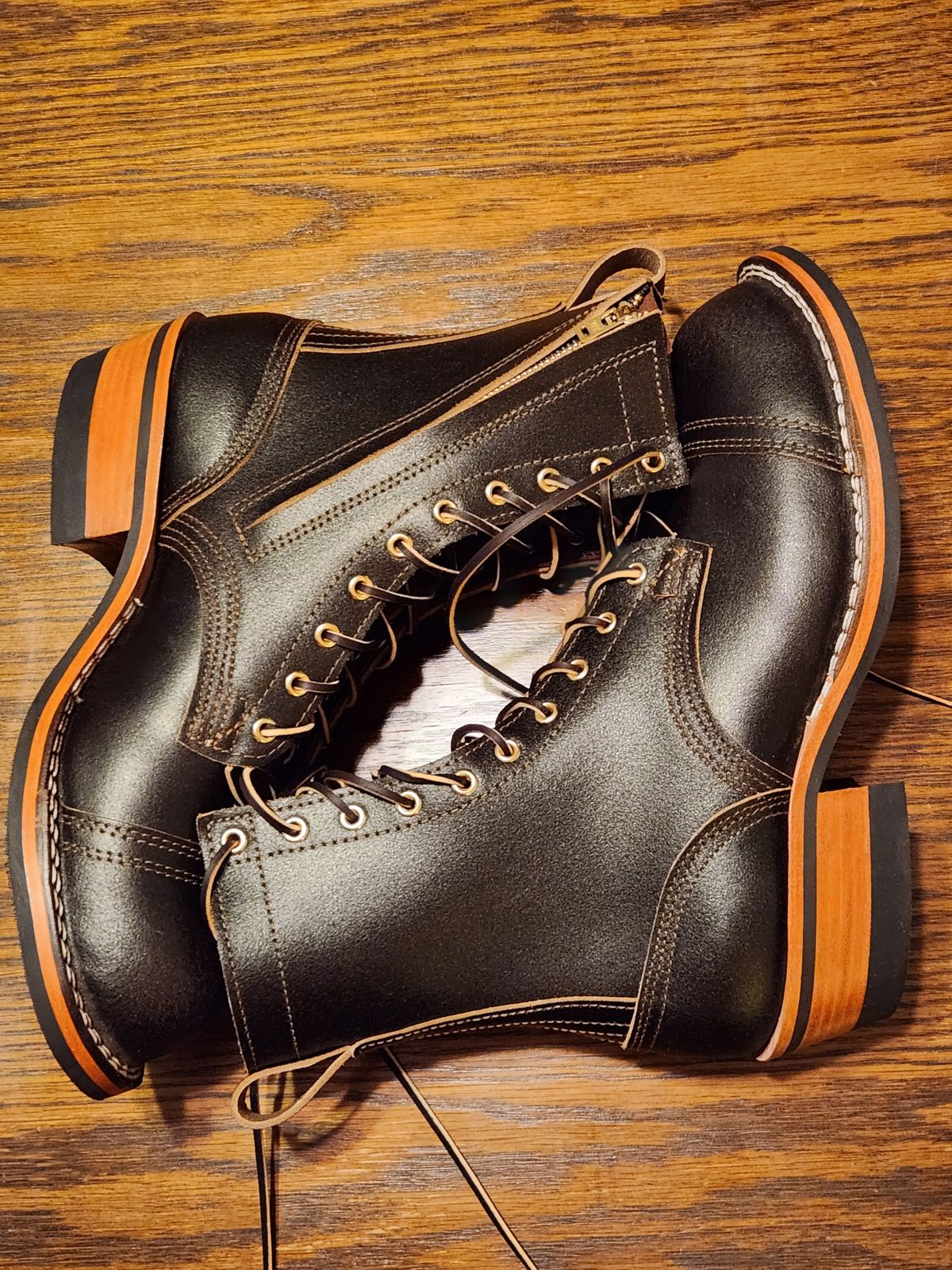 Photo by kevinyarrington on October 10, 2023 of the Nicks Patrol Boot in Horween Brown Waxed Flesh.