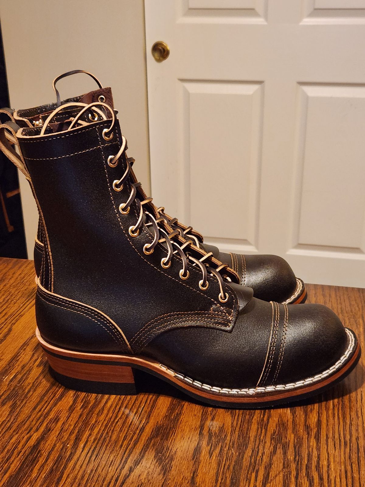 Photo by kevinyarrington on October 10, 2023 of the Nicks Patrol Boot in Horween Brown Waxed Flesh.