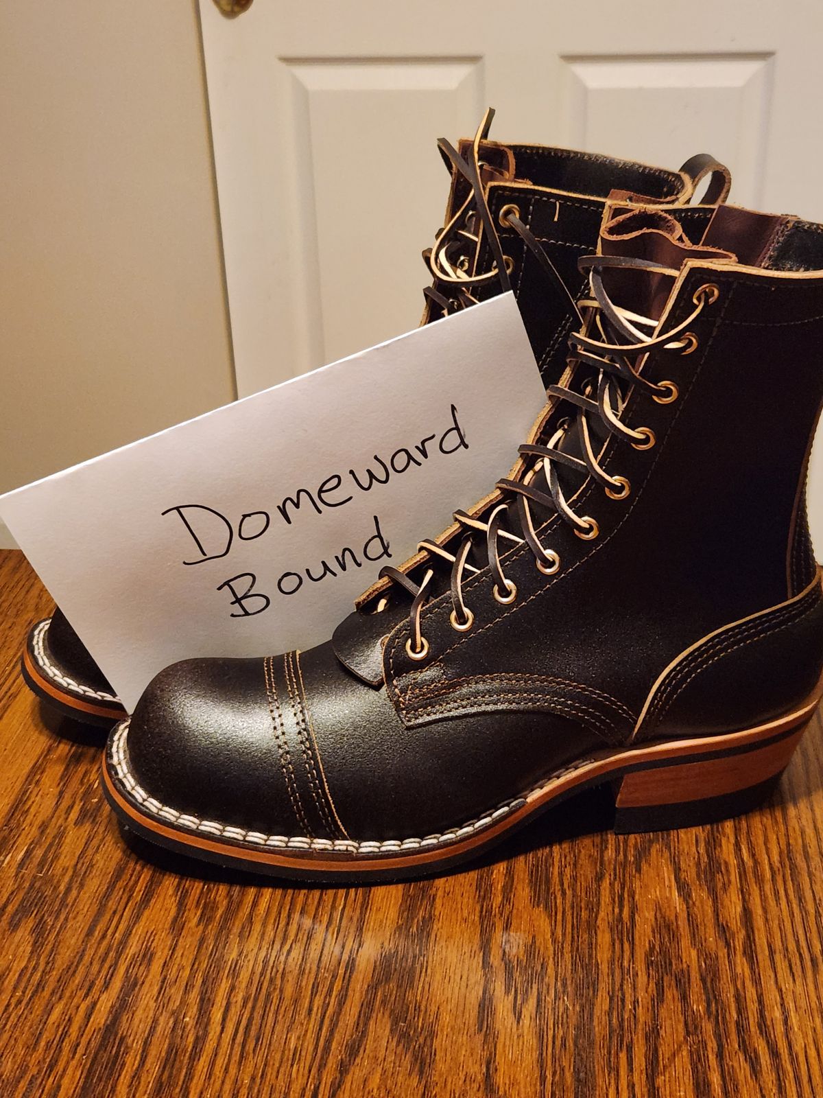 Photo by kevinyarrington on October 10, 2023 of the Nicks Patrol Boot in Horween Brown Waxed Flesh.