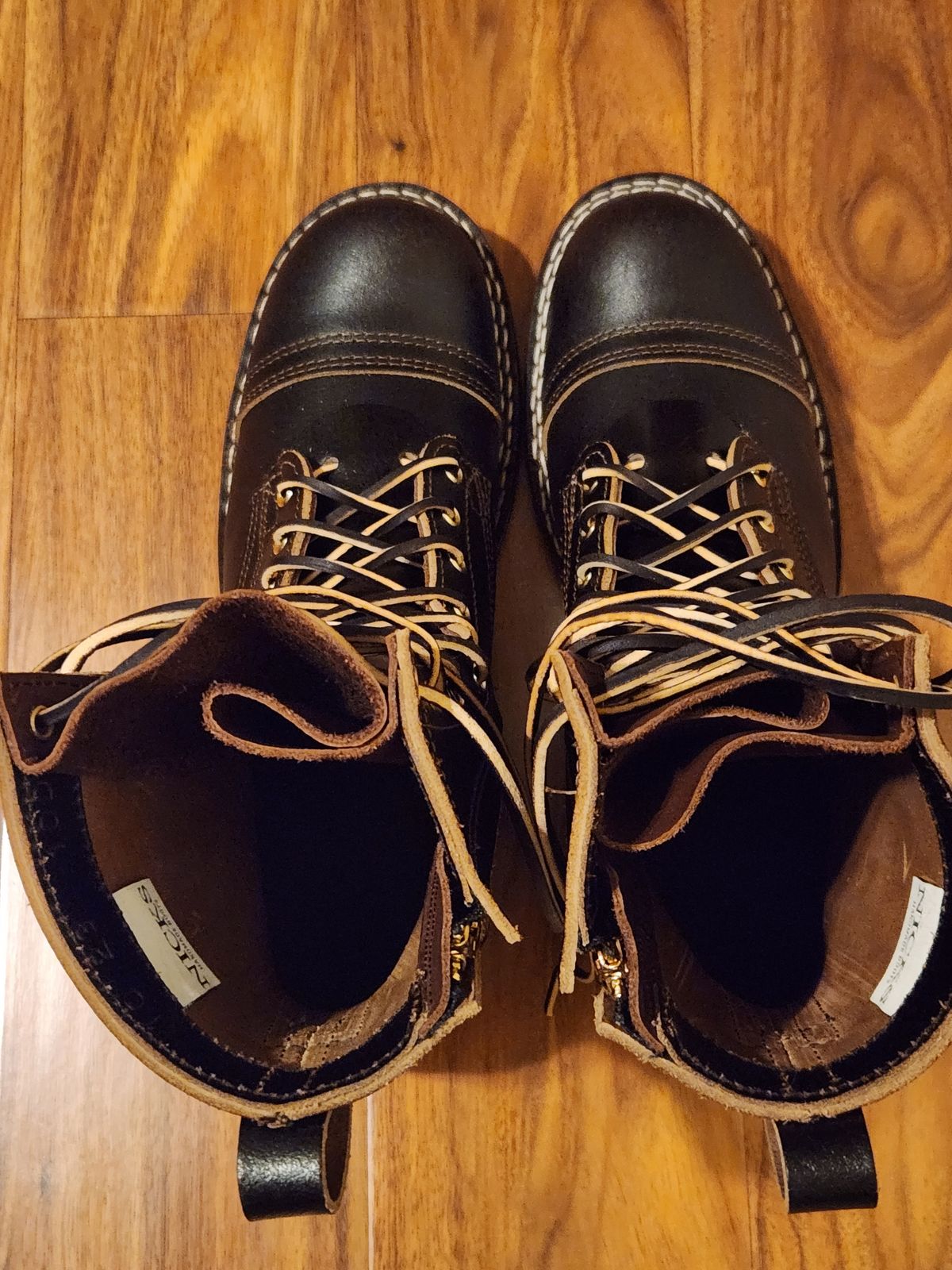 Photo by kevinyarrington on October 10, 2023 of the Nicks Patrol Boot in Horween Brown Waxed Flesh.