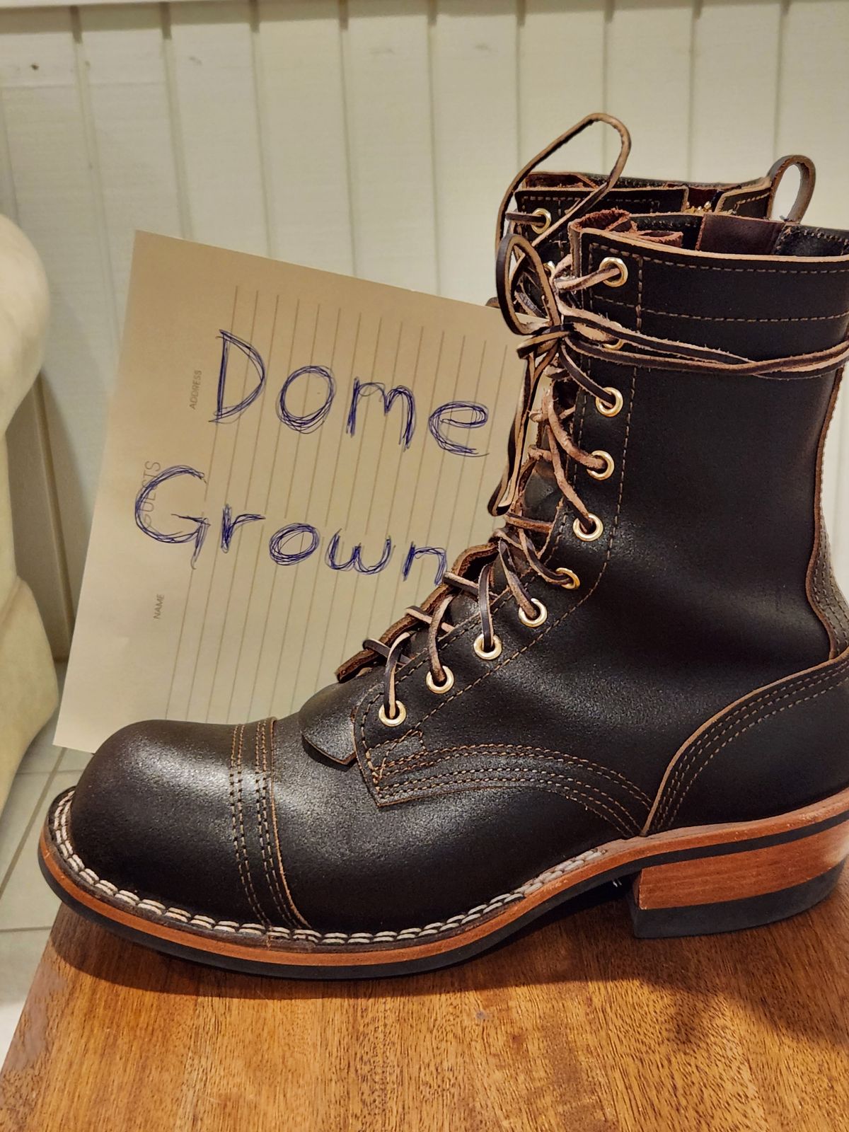 Photo by kevinyarrington on November 2, 2023 of the Nicks Patrol Boot in Horween Brown Waxed Flesh.