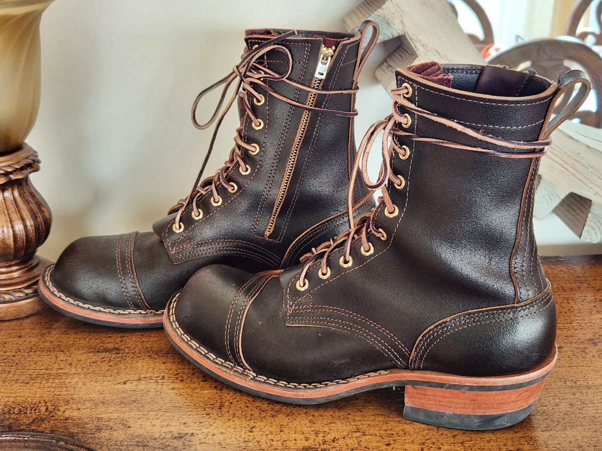 Photo by kevinyarrington on January 3, 2024 of the Nicks Patrol Boot in Horween Brown Waxed Flesh.