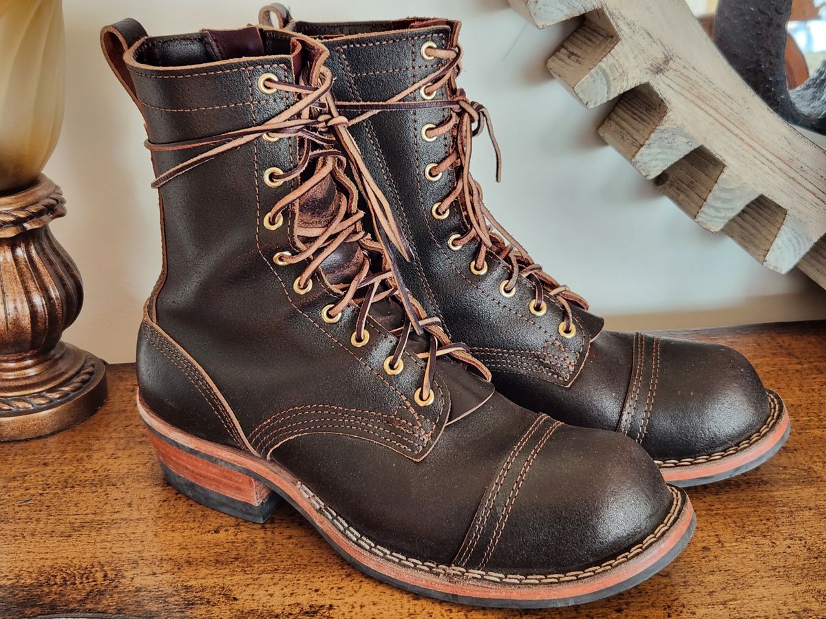 Photo by kevinyarrington on January 3, 2024 of the Nicks Patrol Boot in Horween Brown Waxed Flesh.