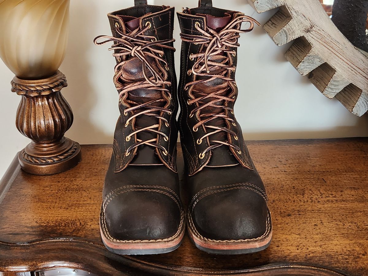 Photo by kevinyarrington on February 5, 2024 of the Nicks Patrol Boot in Horween Brown Waxed Flesh.
