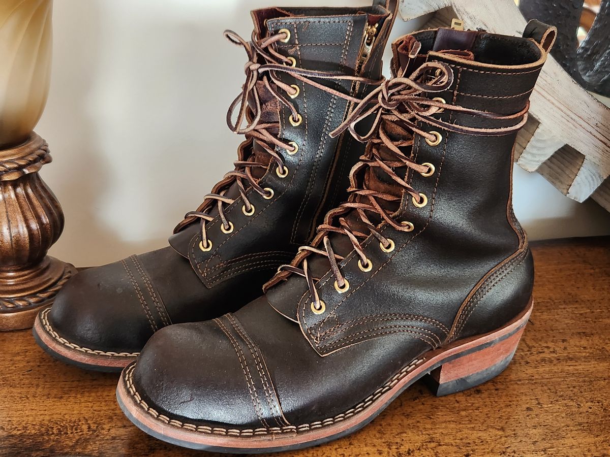 Photo by kevinyarrington on February 5, 2024 of the Nicks Patrol Boot in Horween Brown Waxed Flesh.