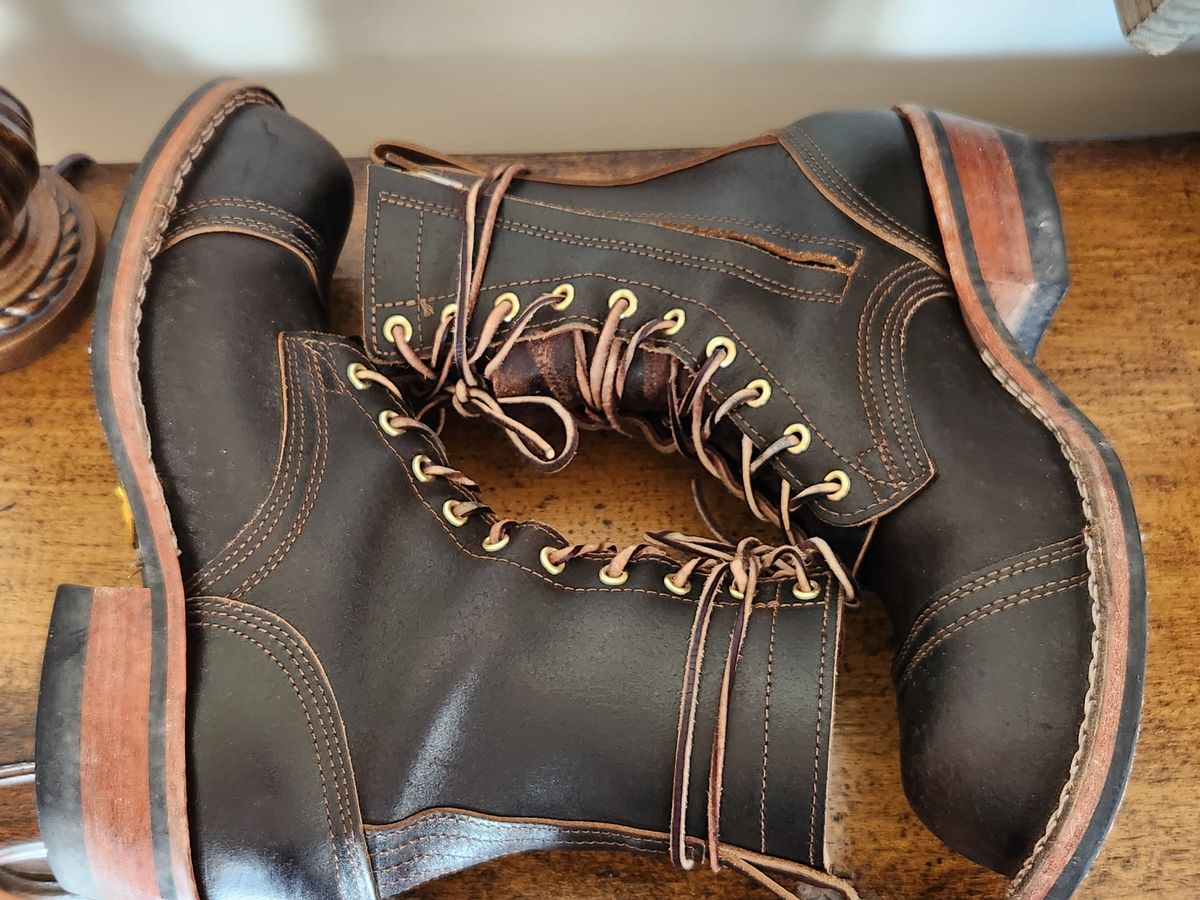 Photo by kevinyarrington on February 5, 2024 of the Nicks Patrol Boot in Horween Brown Waxed Flesh.