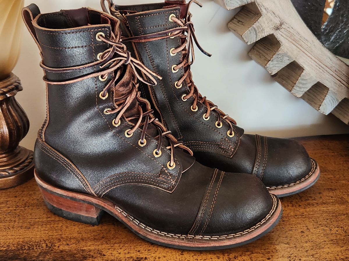 Photo by kevinyarrington on February 5, 2024 of the Nicks Patrol Boot in Horween Brown Waxed Flesh.