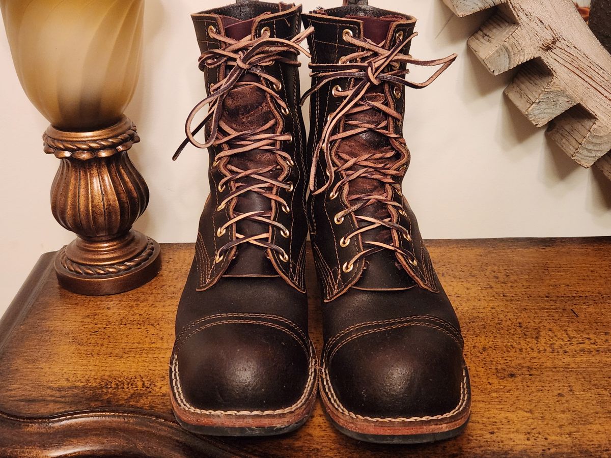 Photo by kevinyarrington on March 6, 2024 of the Nicks Patrol Boot in Horween Brown Waxed Flesh.