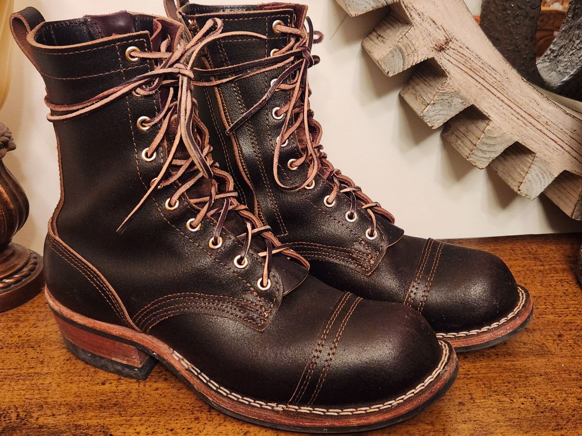 Photo by kevinyarrington on March 6, 2024 of the Nicks Patrol Boot in Horween Brown Waxed Flesh.