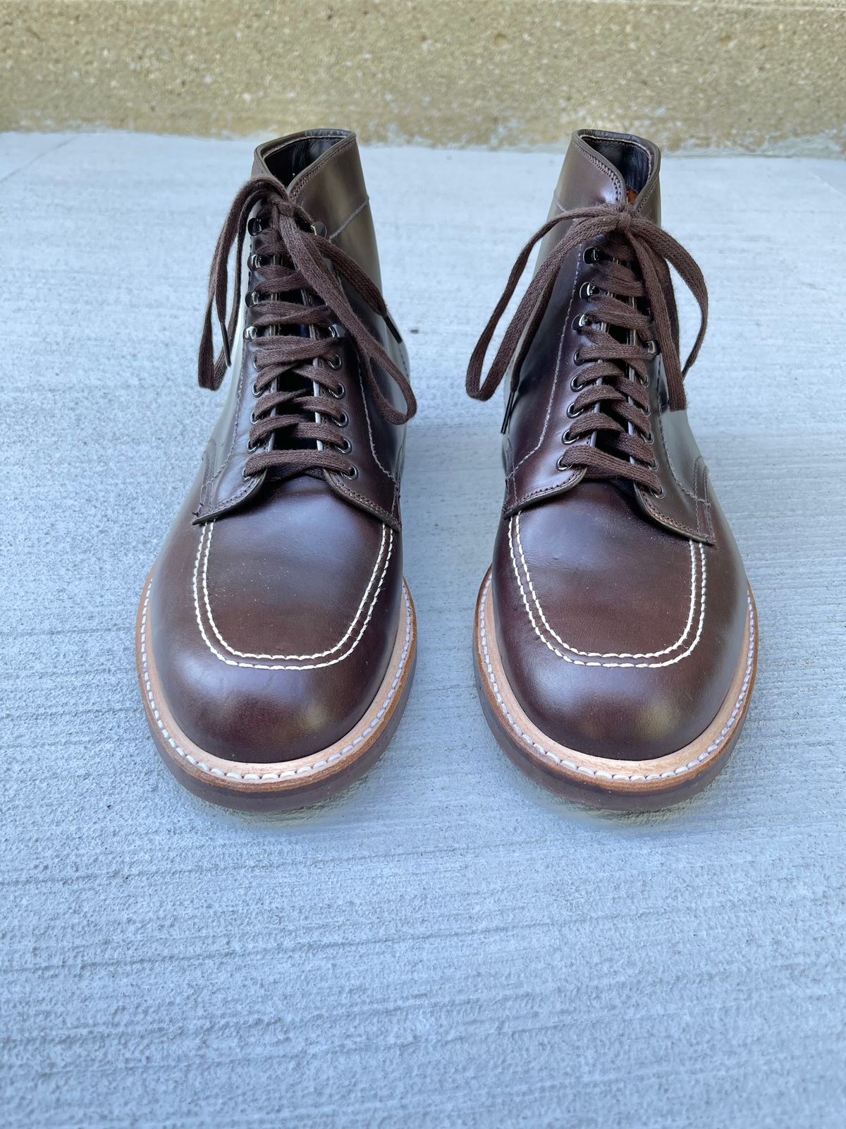 Photo by ThisIsFrankLucas on October 1, 2022 of the Alden Indy Boot in Horween Brown Chromexcel.