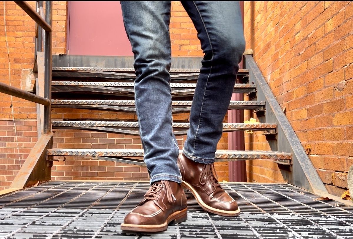 Photo by ThisIsFrankLucas on December 2, 2022 of the Alden Indy Boot in Horween Brown Chromexcel.