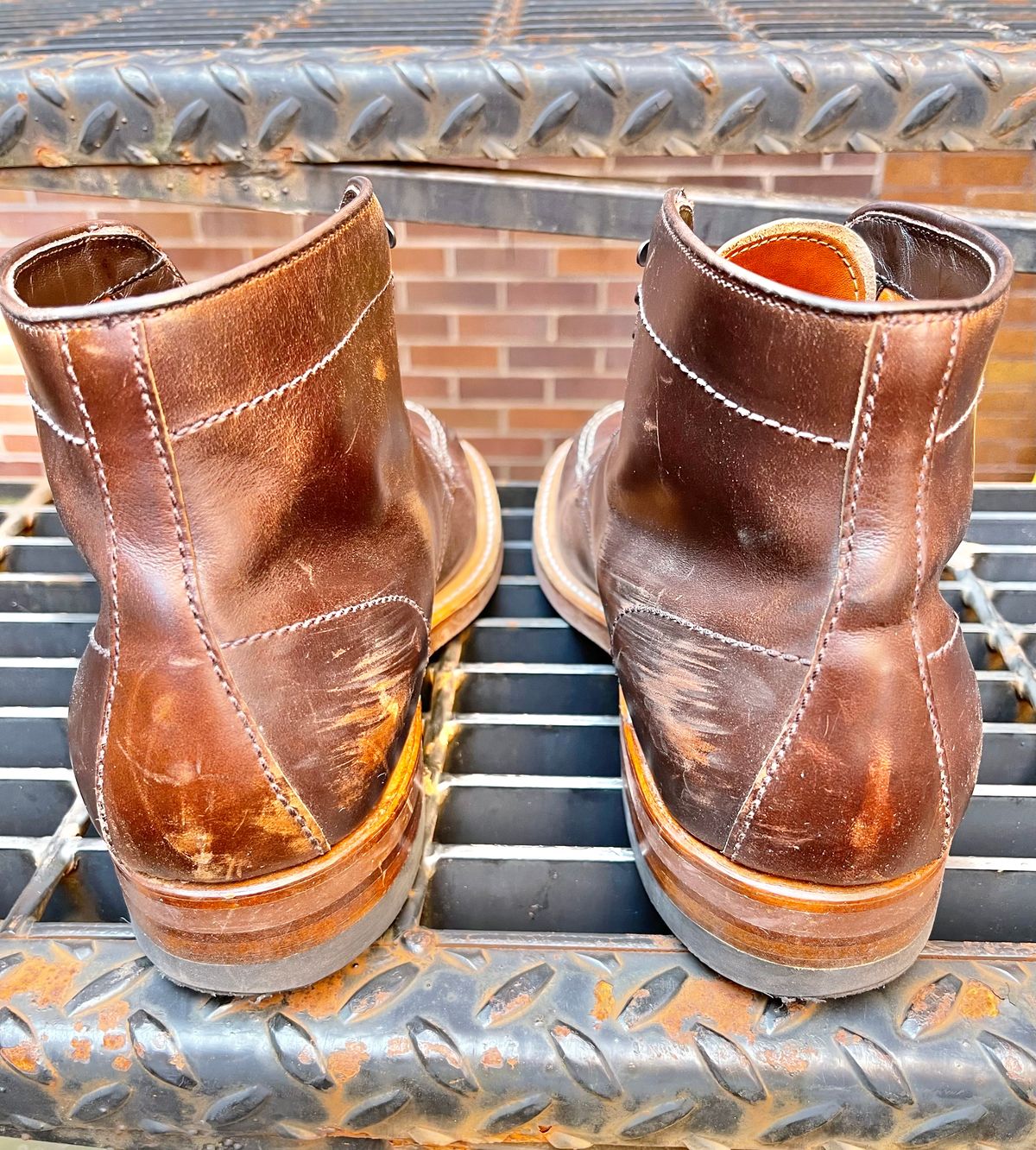 Photo by ThisIsFrankLucas on December 2, 2022 of the Alden Indy Boot in Horween Brown Chromexcel.