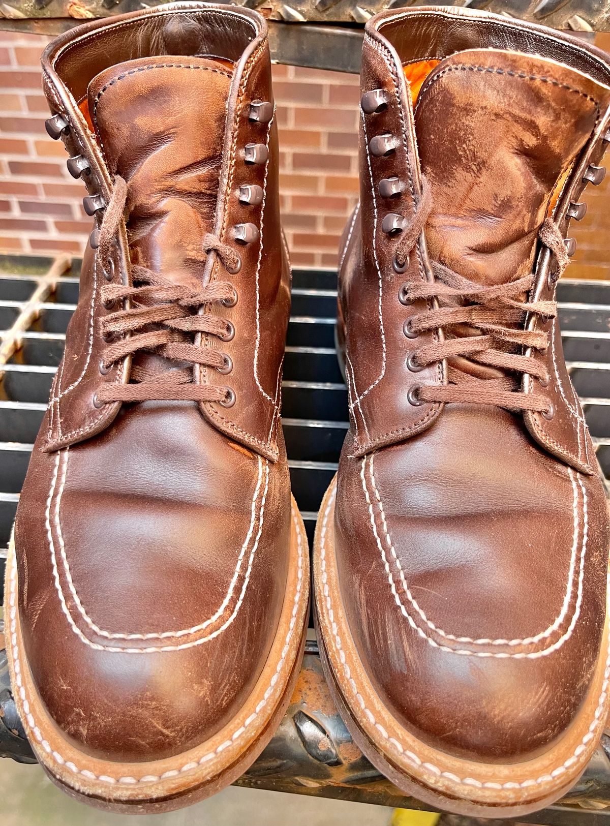 Photo by ThisIsFrankLucas on December 2, 2022 of the Alden Indy Boot in Horween Brown Chromexcel.