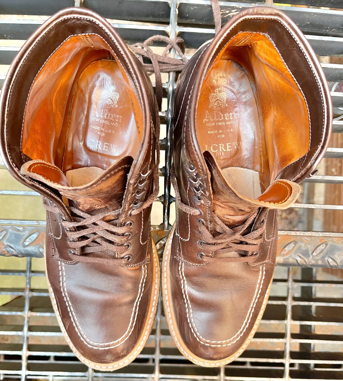 Photo by ThisIsFrankLucas on December 2, 2022 of the Alden Indy Boot in Horween Brown Chromexcel.
