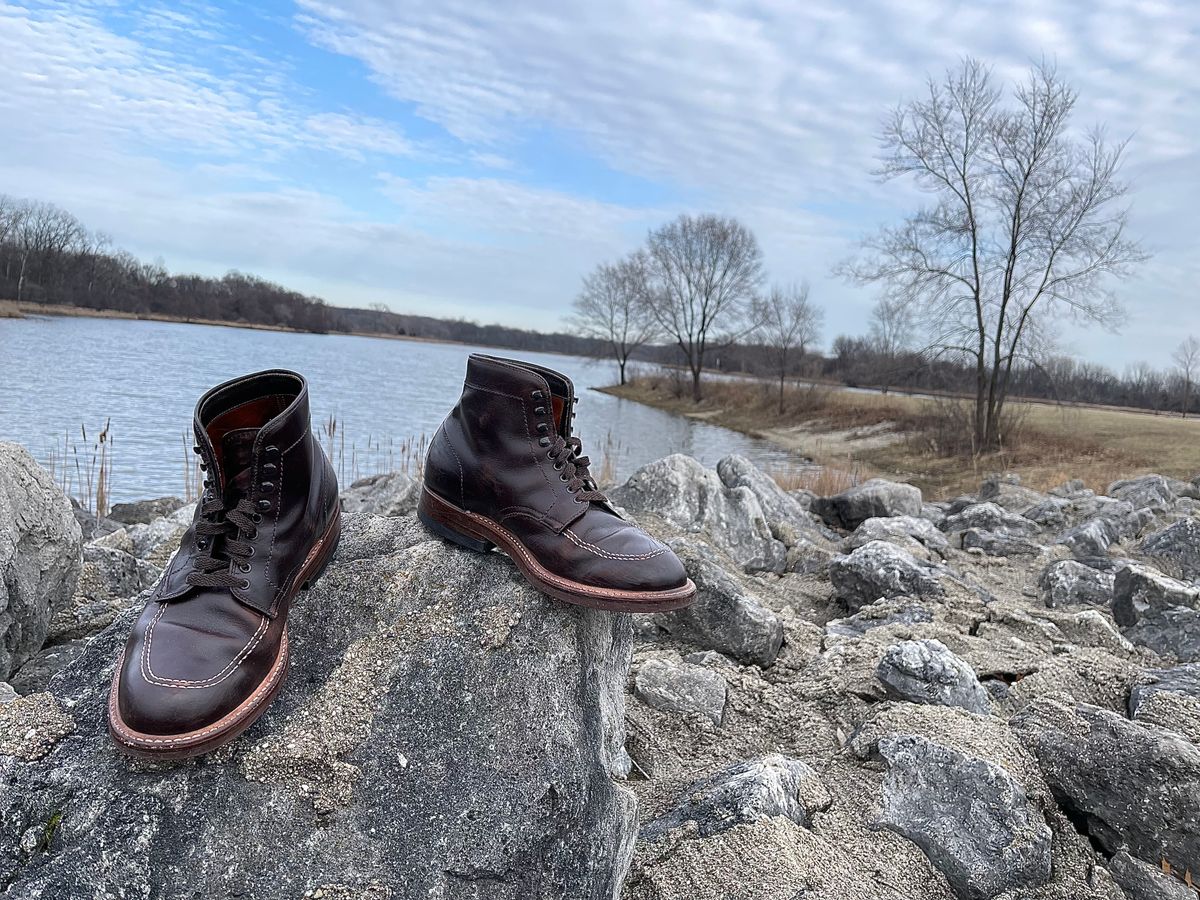 Photo by ThisIsFrankLucas on March 5, 2023 of the Alden Indy Boot in Horween Brown Chromexcel.