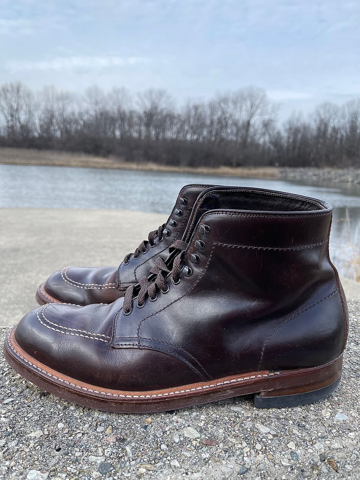 Photo by ThisIsFrankLucas on March 5, 2023 of the Alden Indy Boot in Horween Brown Chromexcel.