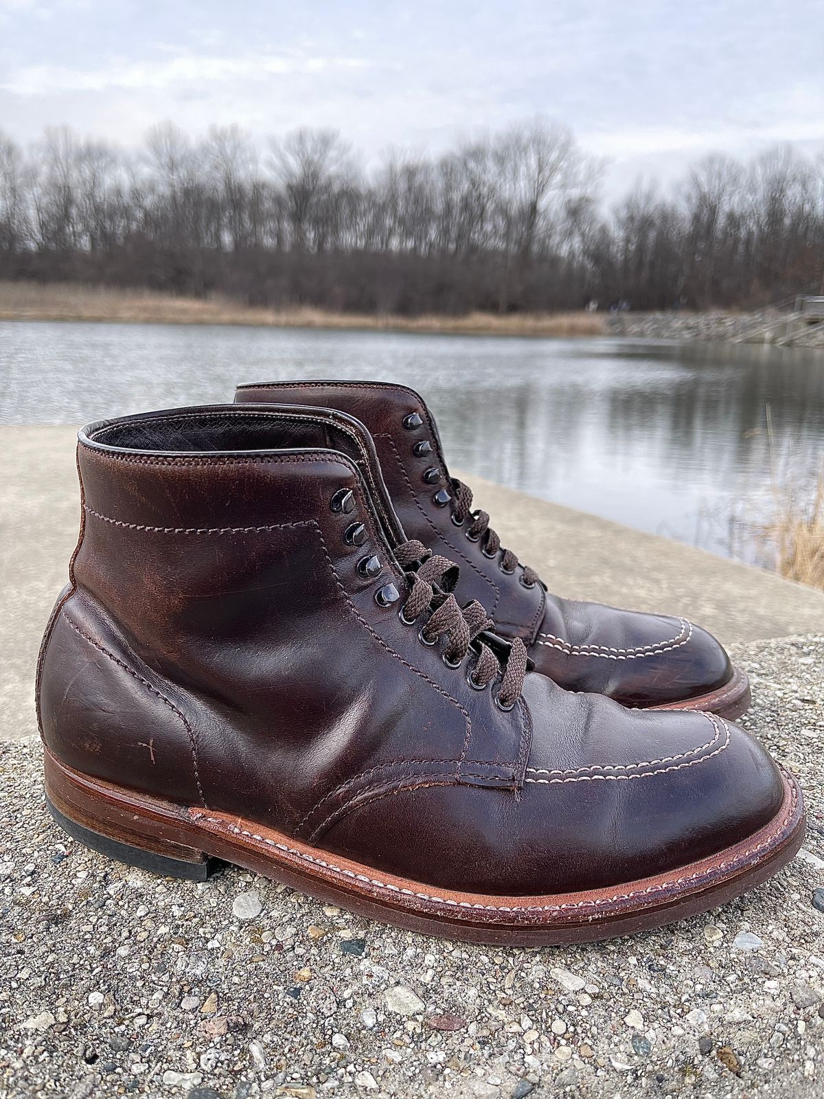 Photo by ThisIsFrankLucas on March 5, 2023 of the Alden Indy Boot in Horween Brown Chromexcel.