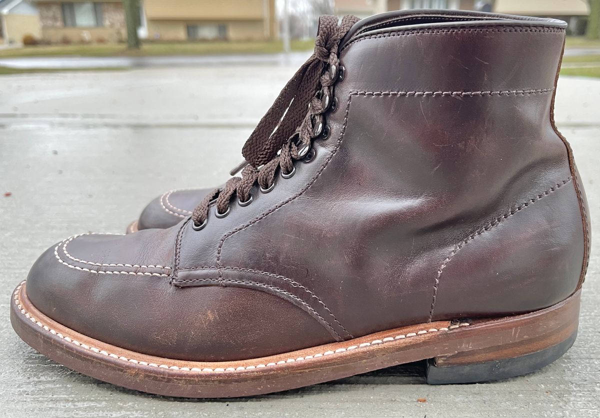 Photo by ThisIsFrankLucas on April 5, 2023 of the Alden Indy Boot in Horween Brown Chromexcel.
