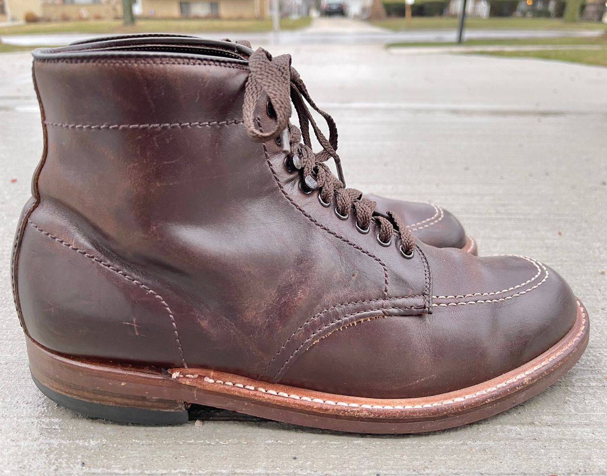 Photo by ThisIsFrankLucas on April 5, 2023 of the Alden Indy Boot in Horween Brown Chromexcel.