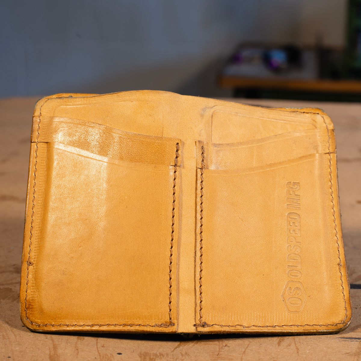 Photo by davecorey on February 4, 2026 of the Oldspeed MFG Western Wallet in Wickett & Craig Olive Traditional Harness.