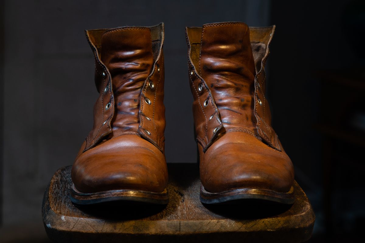 Photo by davecorey on April 5, 2024 of the Oldspeed Service Boot 6” in Horween Tan Latigo.