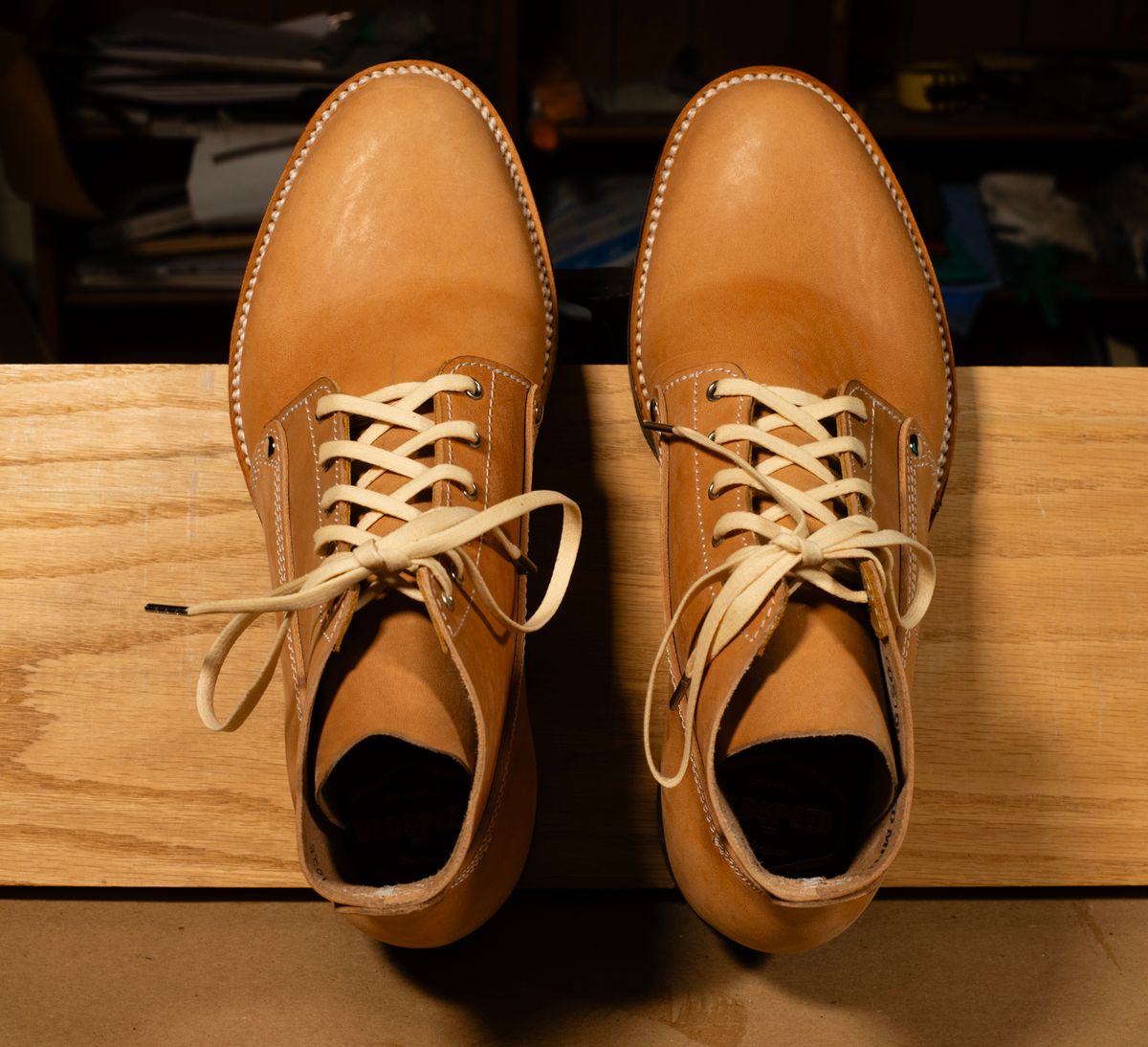 Photo by davecorey on October 17, 2025 of the Oldspeed Henry Johnson Boot in Horween Russet Horsehide Strips.