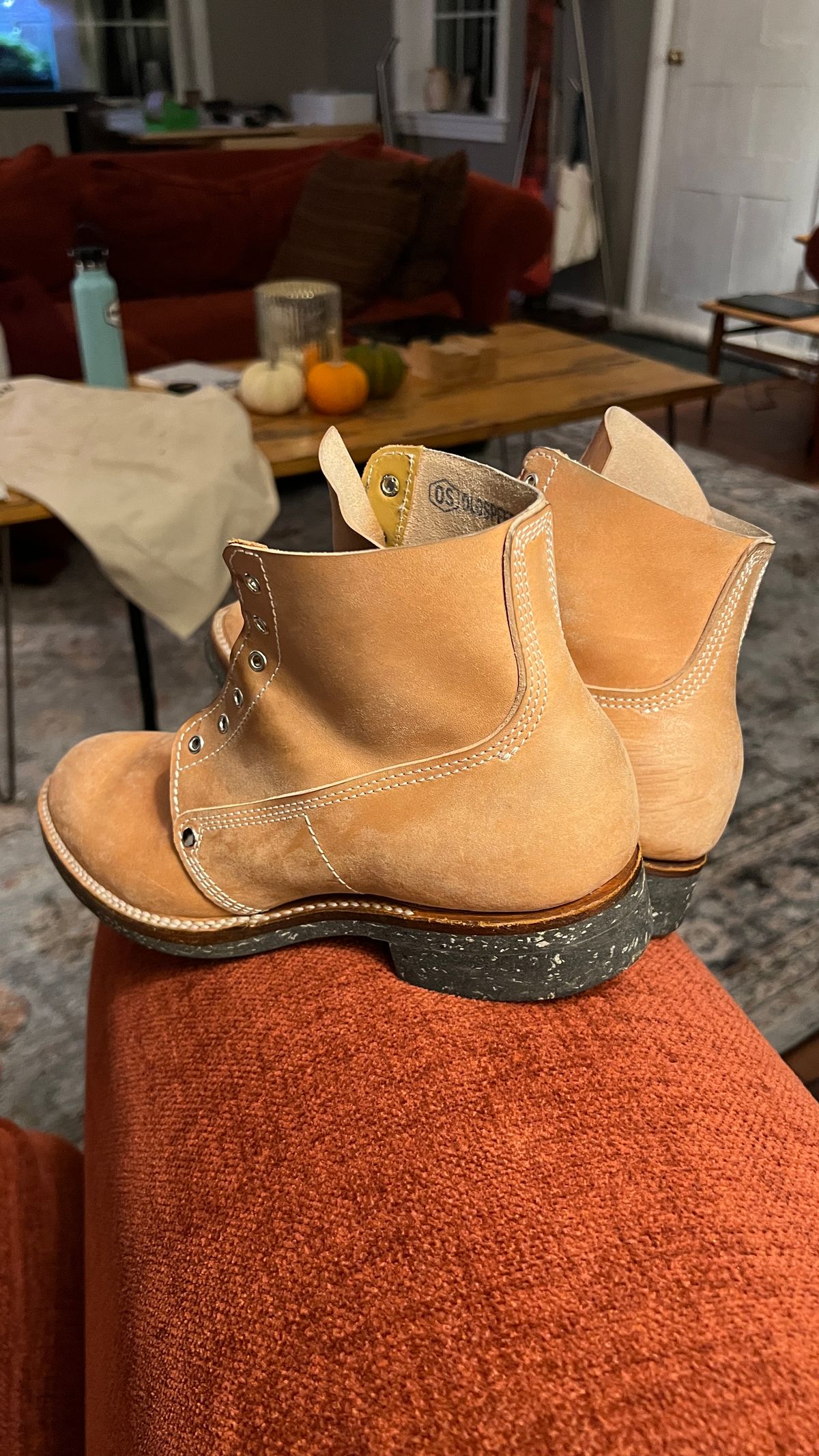 Photo by davecorey on November 27, 2025 of the Oldspeed MFG Henry Johnson Boot in Horween Russet Horsehide Strips.