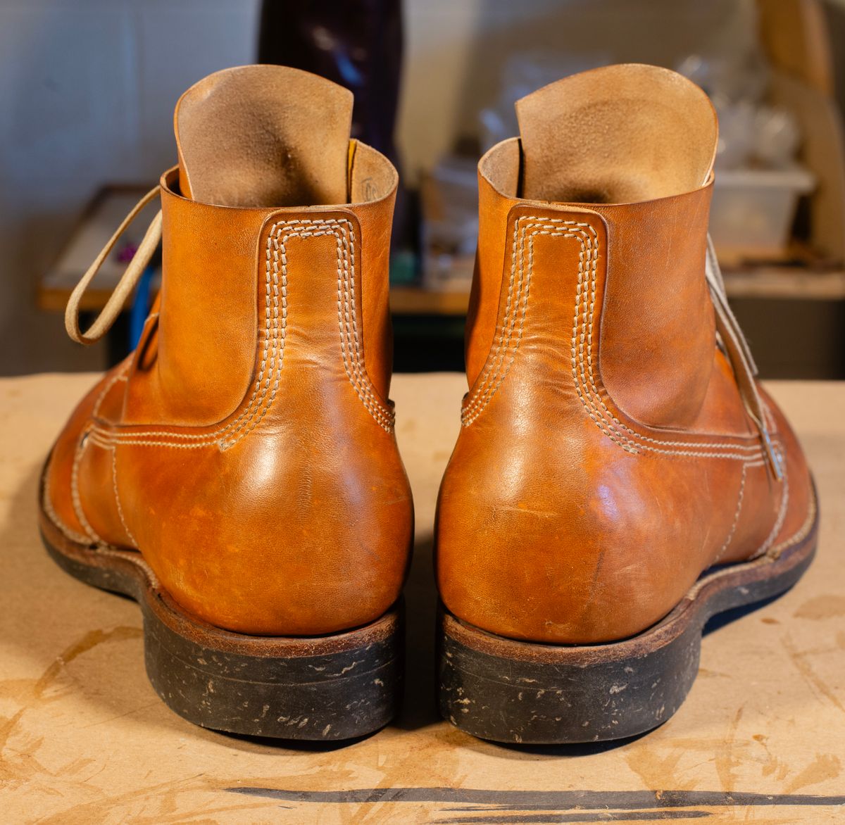 Photo by davecorey on April 2, 2026 of the Oldspeed MFG Henry Johnson Boot in Horween Russet Horsehide Strips.