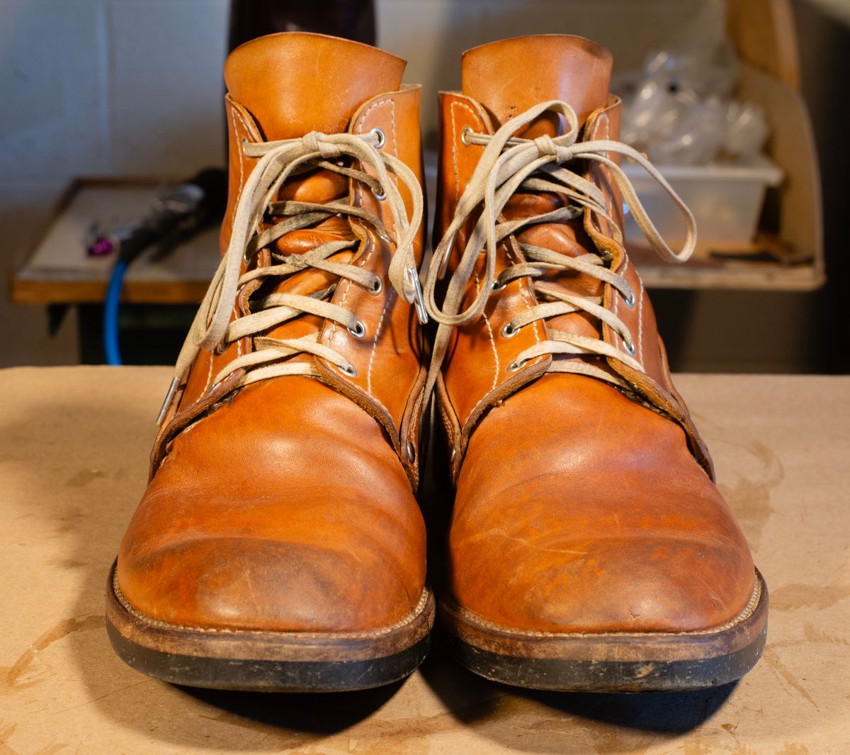 Photo by davecorey on April 2, 2026 of the Oldspeed MFG Henry Johnson Boot in Horween Russet Horsehide Strips.