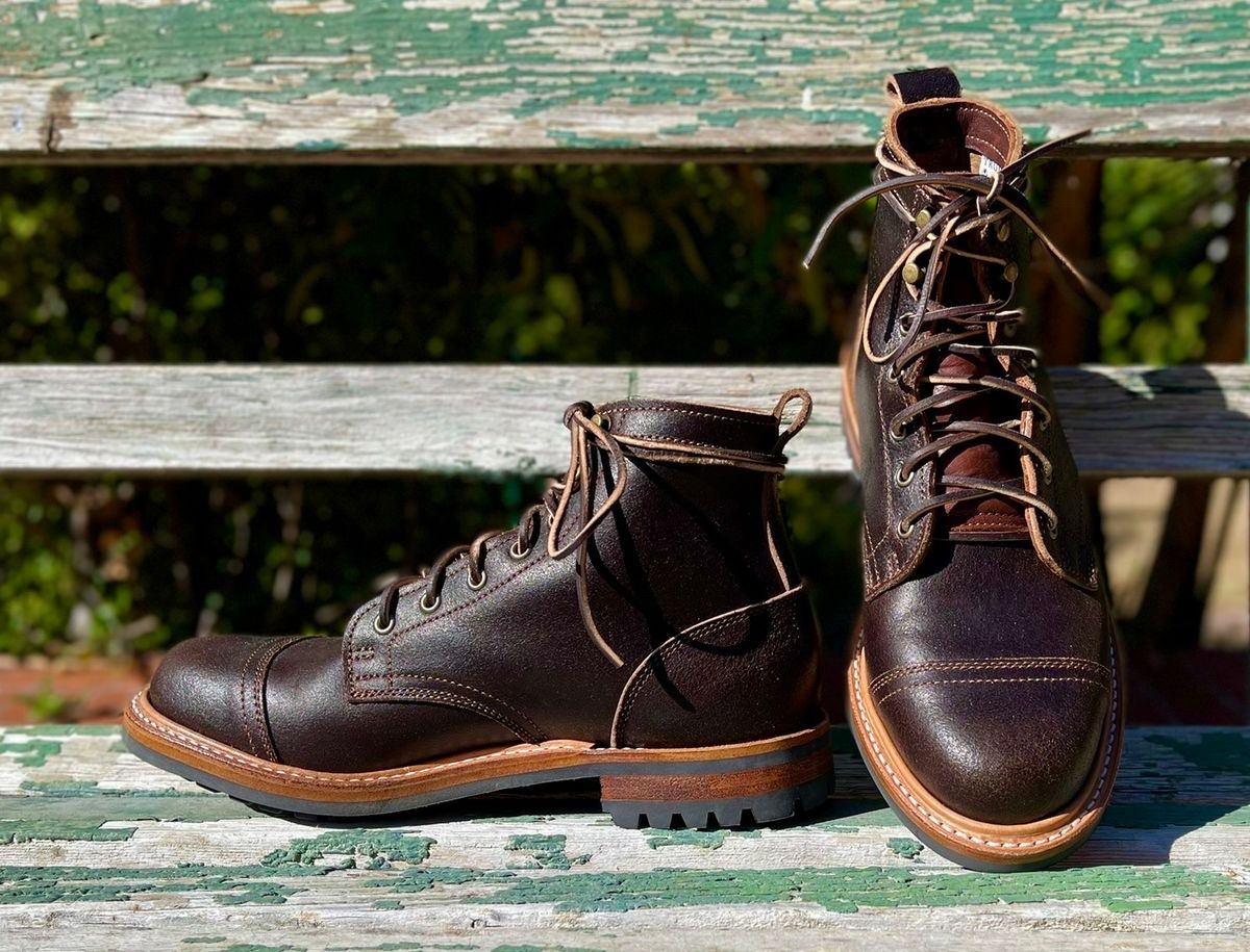 Photo by gdahilig on June 30, 2022 of the Truman Service Boot in Horween Java Waxed Flesh.