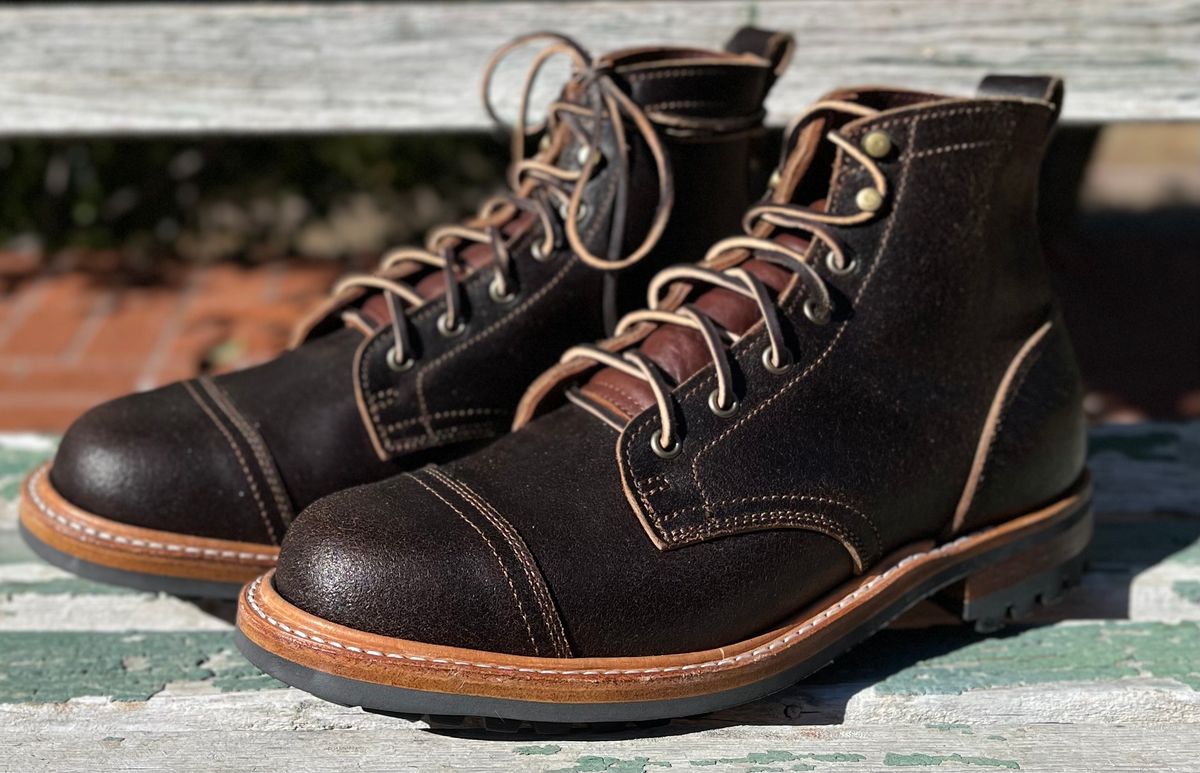 Photo by gdahilig on June 30, 2022 of the Truman Service Boot in Horween Java Waxed Flesh.