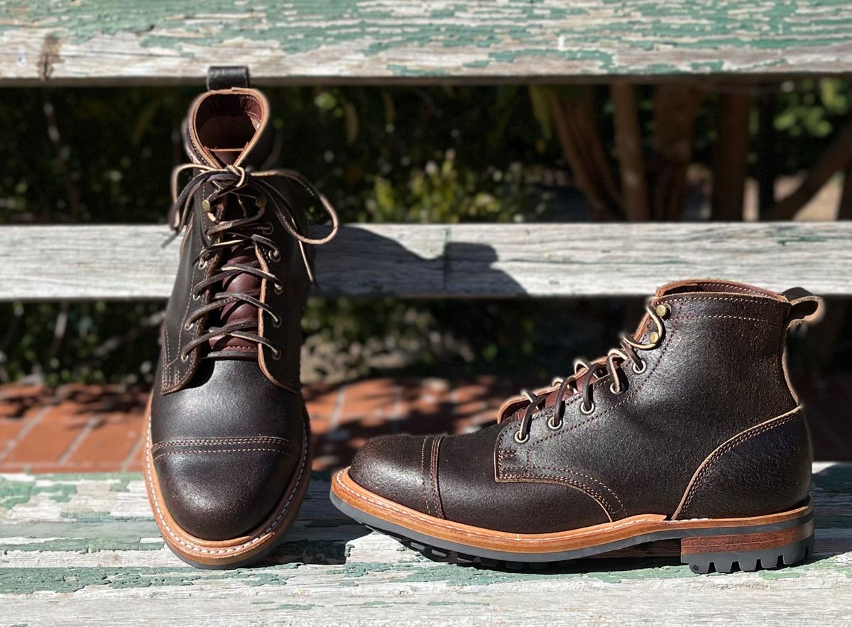 Photo by gdahilig on June 30, 2022 of the Truman Service Boot in Horween Java Waxed Flesh.